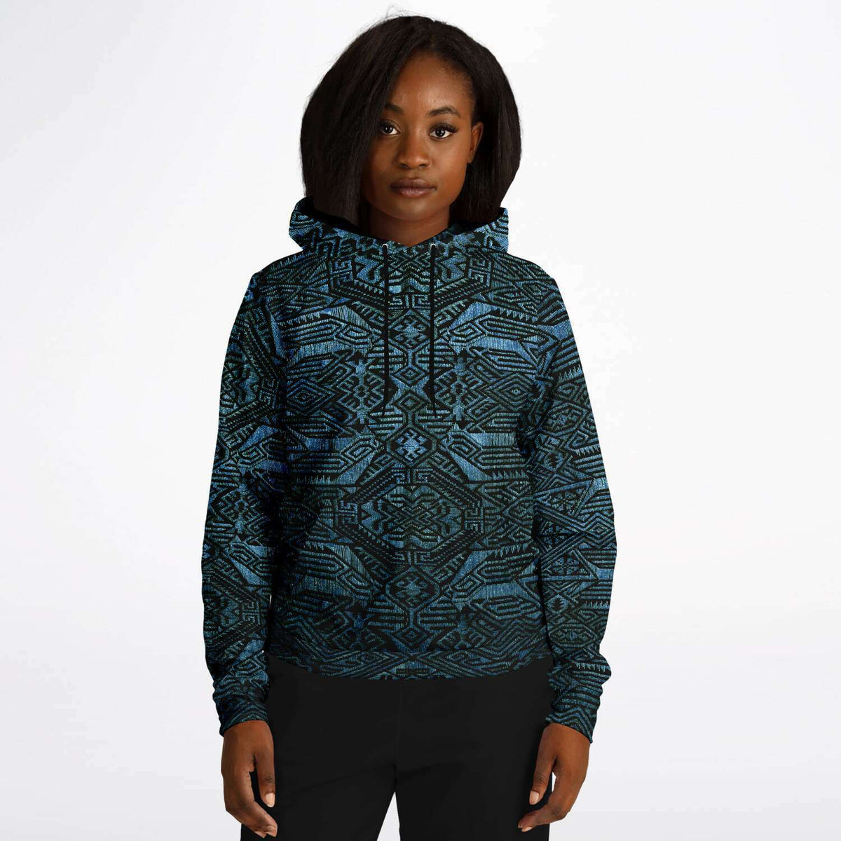 Modern Oceanic Ikat Pullover Hoodie, Inspired by Indonesian Textiles, Laos Culture, Hmong Sweaters, Thailand, and India