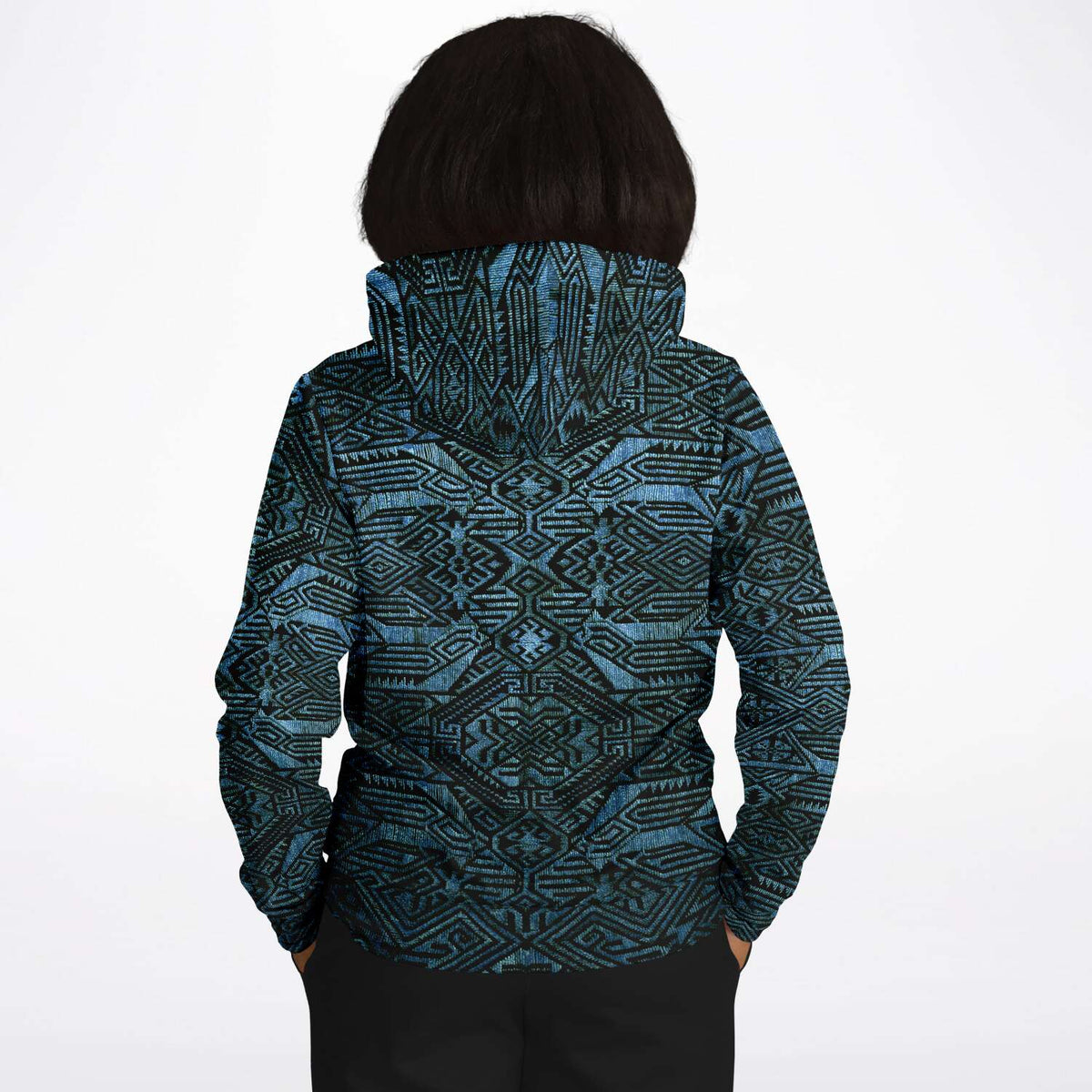 Modern Oceanic Ikat Pullover Hoodie, Inspired by Indonesian Textiles, Laos Culture, Hmong Sweaters, Thailand, and India