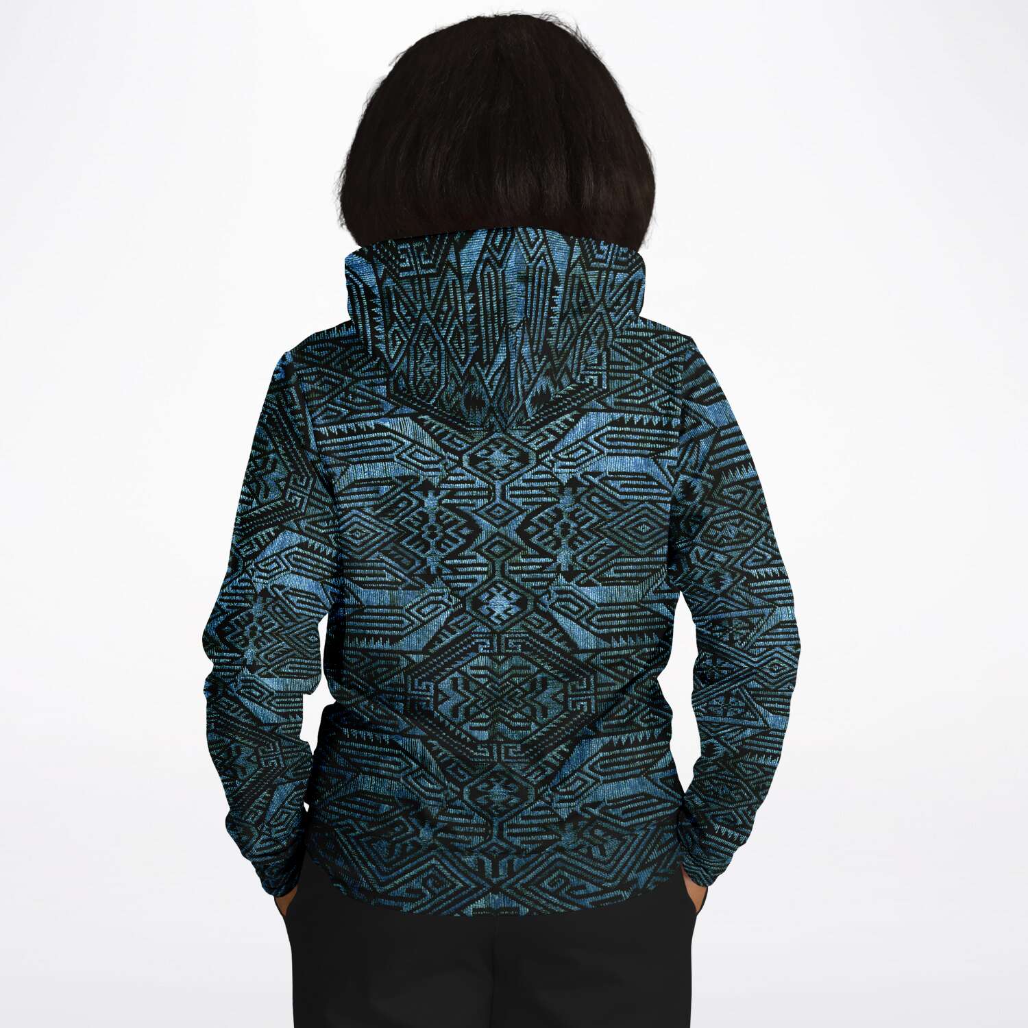 Modern Oceanic Ikat Pullover Hoodie, Inspired by Indonesian Textiles, Laos Culture, Hmong Sweaters, Thailand, and India