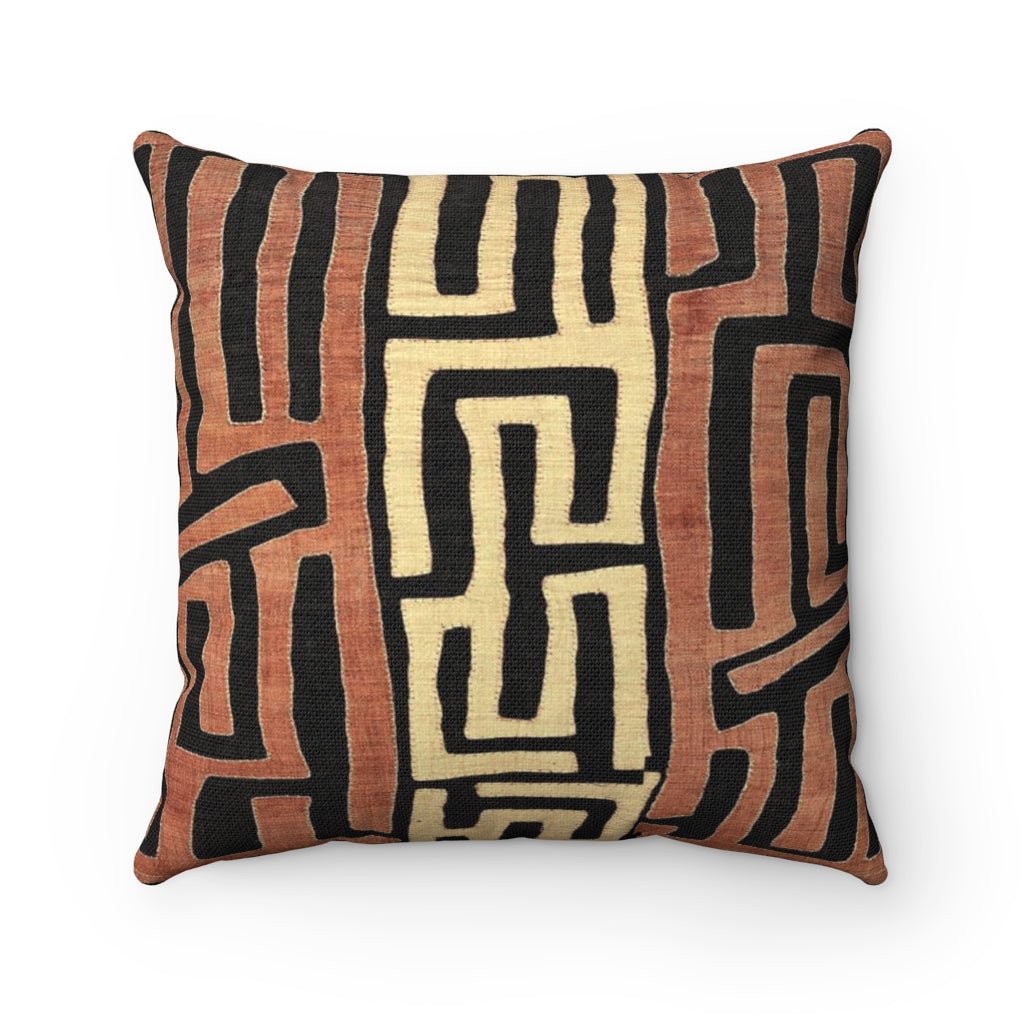 Mudcloth, Kuba Cloth African Tribal Pillow | Vintage Ethnic Afrocentric | Abstract Mali Throw Pillow
