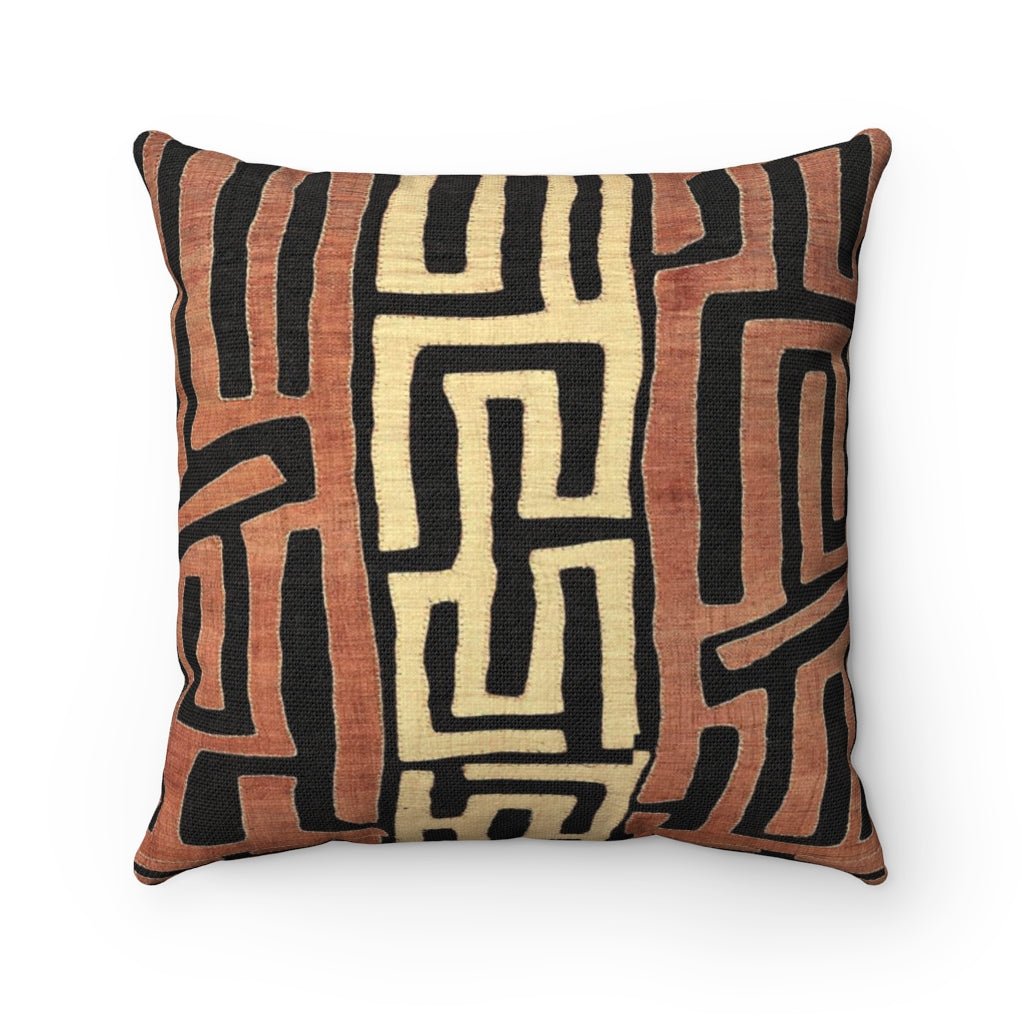 Home Decor 20" × 20" Mudcloth, Kuba Cloth African Tribal Pillow | Vintage Ethnic Afrocentric | Abstract Mali Throw Pillow
