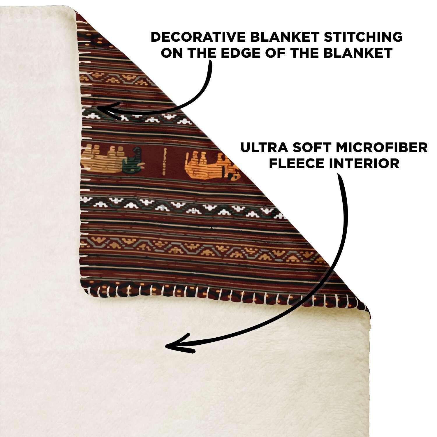 Sherpa Fleece Blanket M Naga Culture Traditional Design (India) | Sherpa Fleece Blanket