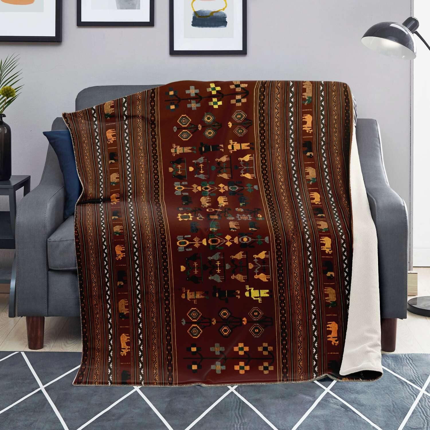 Sherpa Fleece Blanket Naga Culture Traditional Design (India) | Sherpa Fleece Blanket