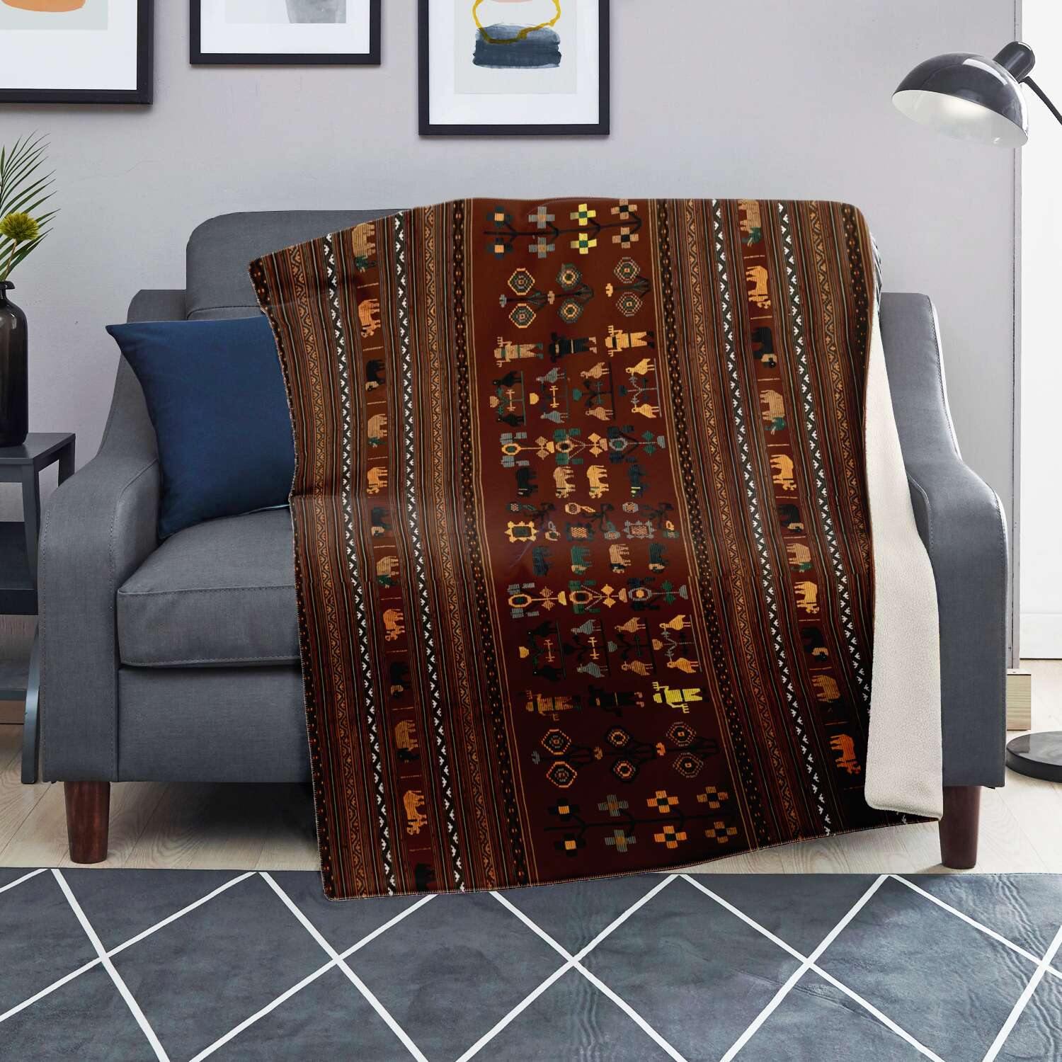 Sherpa Fleece Blanket Naga Culture Traditional Design (India) | Sherpa Fleece Blanket