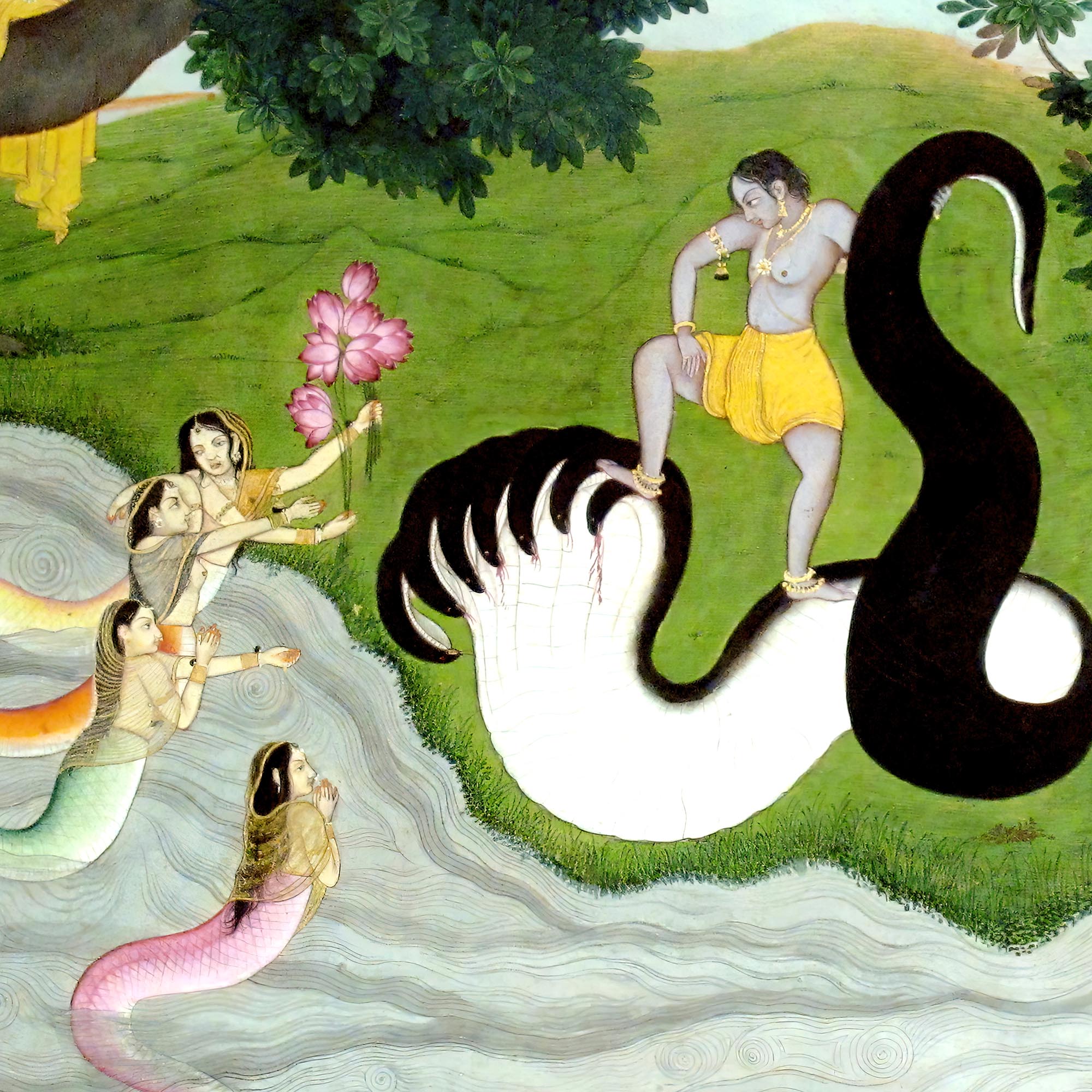 giclee 8"x6" Nagas Mythology: Krishna Fights King of the Nagas, Kaliya | Hindu Mythology, Folklore Fine Art Print