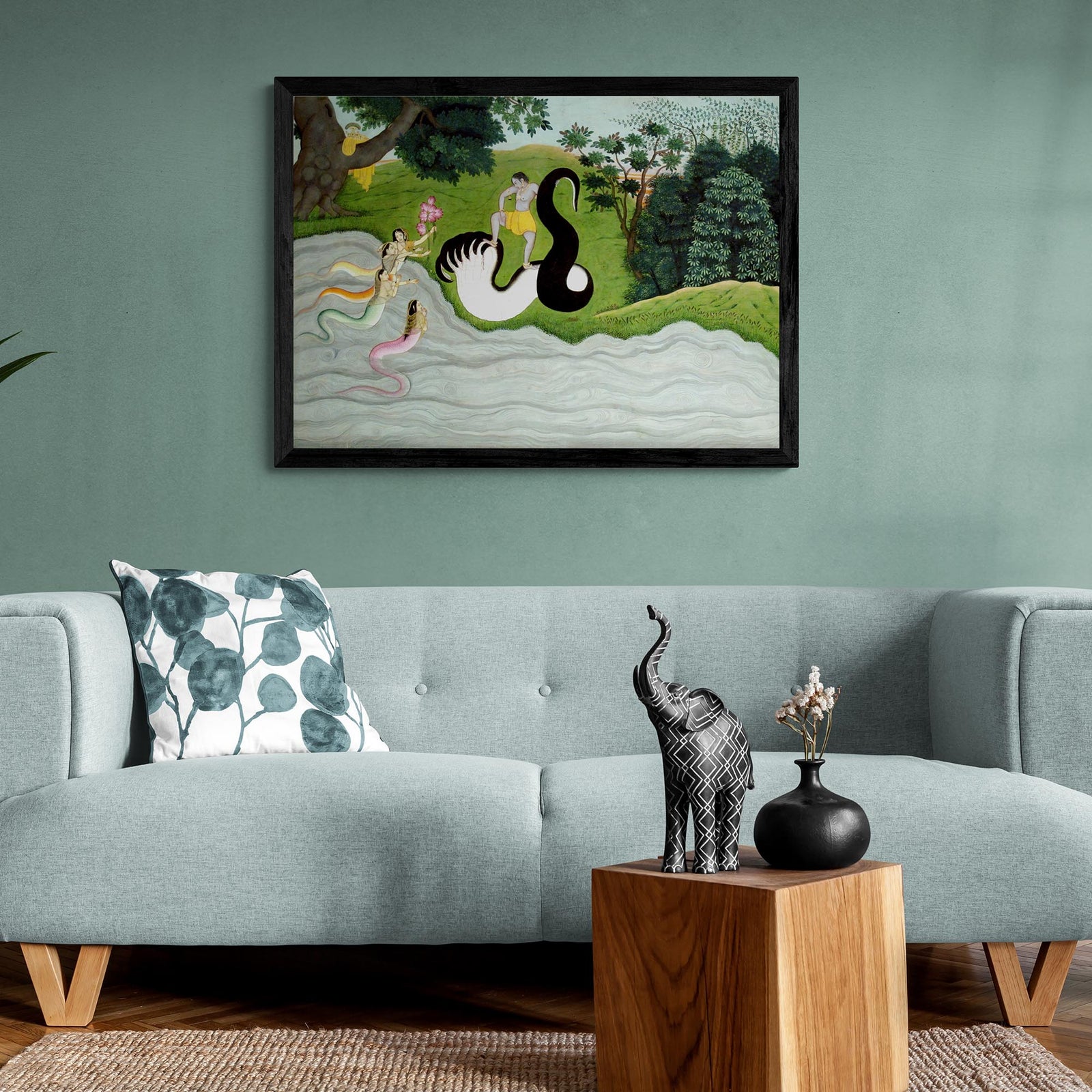 Nagas Mythology: Krishna Fights King of the Nagas, Kaliya | Hindu Mythology, Folklore Fine Art Print