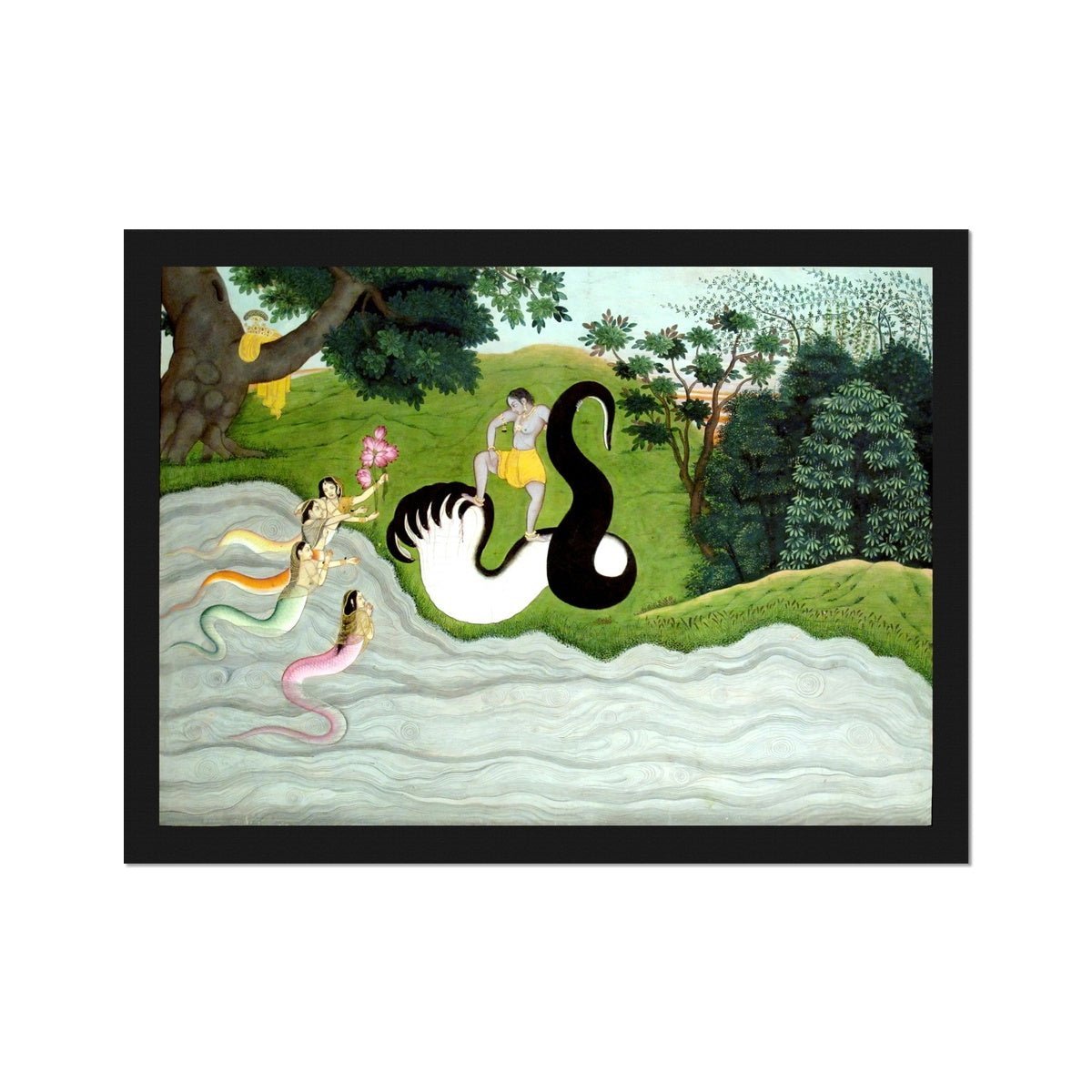 giclee Nagas Mythology: Krishna Fights King of the Nagas, Kaliya | Hindu Mythology, Folklore Fine Art Print