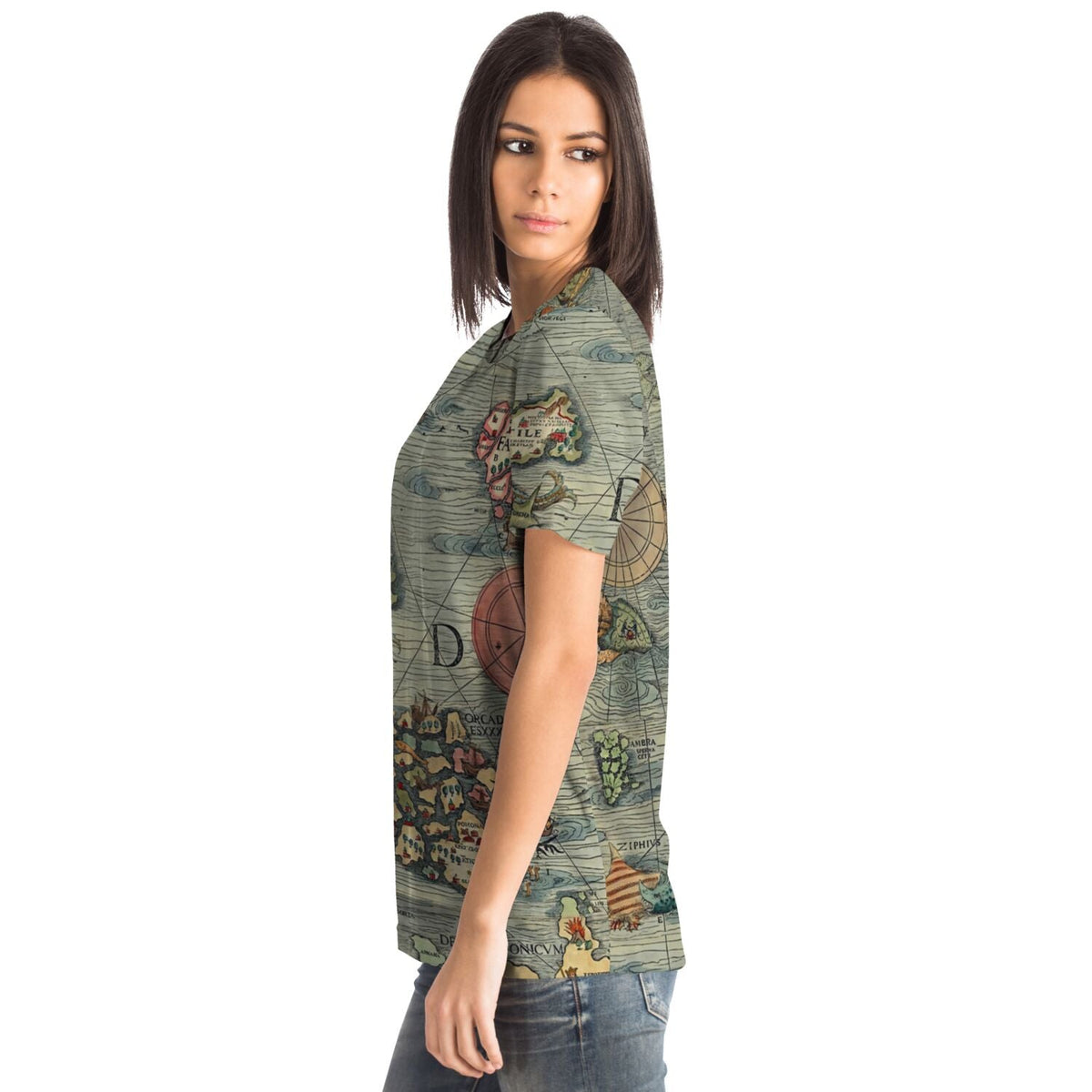 Nautical Mythology Map | Kraken, Sea Serpents, Mermaids | Maritime Folklore Vintage Graphic Art T-Shirt