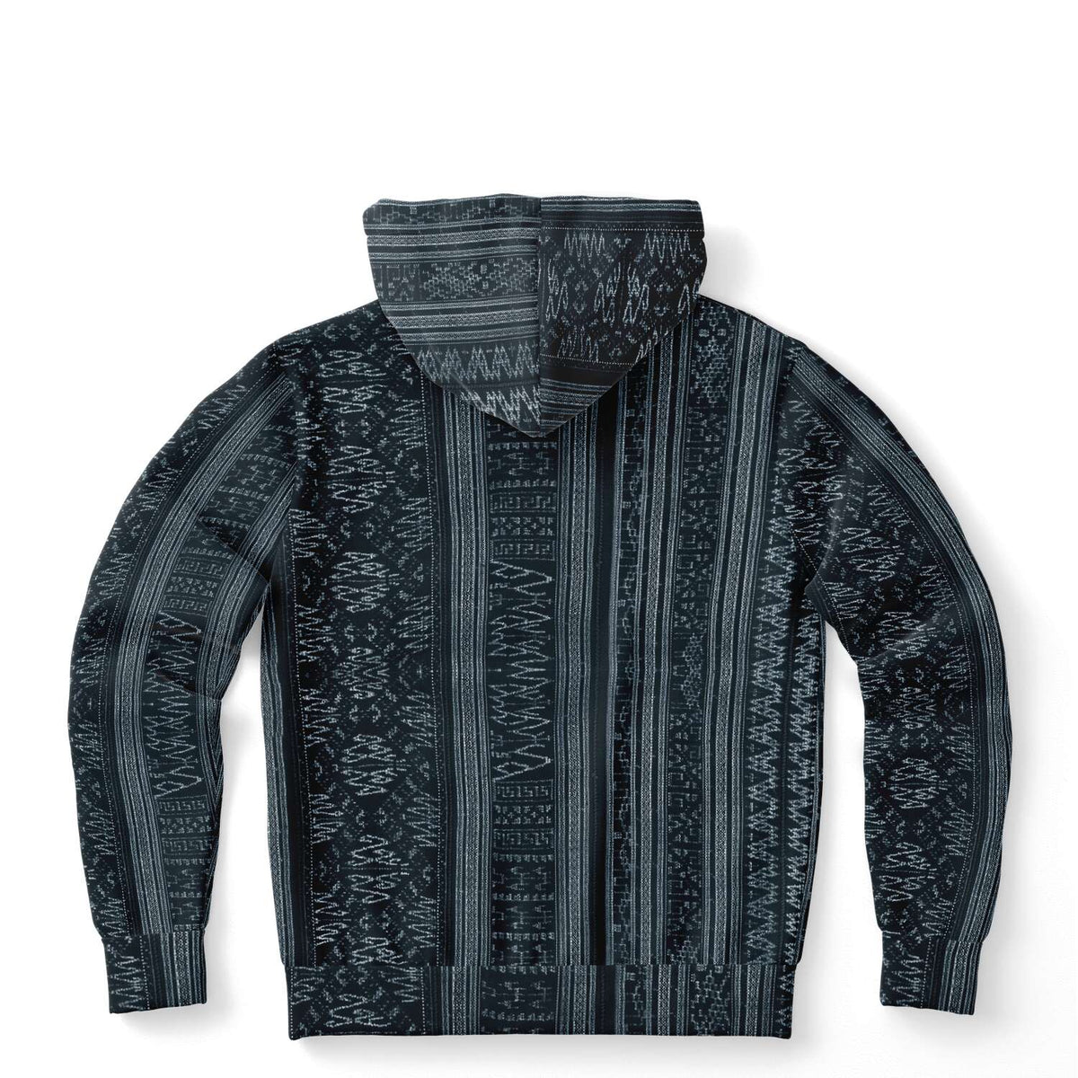 Navy Blue Ikat Hoodie, Inspired by Indonesian Textiles, Kuba Cloth, Kilim Tribal Boho Vintage Pullover Hoodie