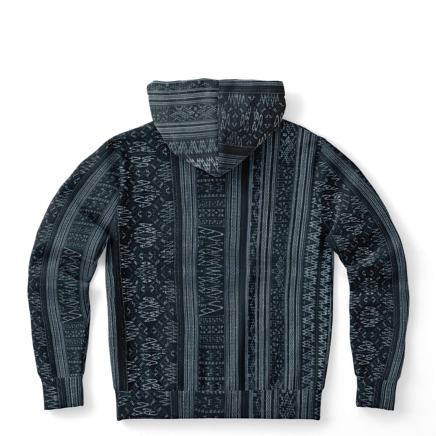 Navy Blue Ikat Hoodie, Inspired by Indonesian Textiles, Kuba Cloth, Kilim Tribal Boho Vintage Pullover Hoodie