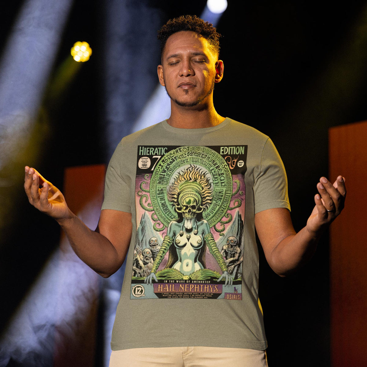 Nephthys, Egyptian Book of the Dead | Osiris Ra Anubus Horus Thoth | 1960s Comic Book Skull | Occult Duat Underworld Hades Graphic Art TShirt