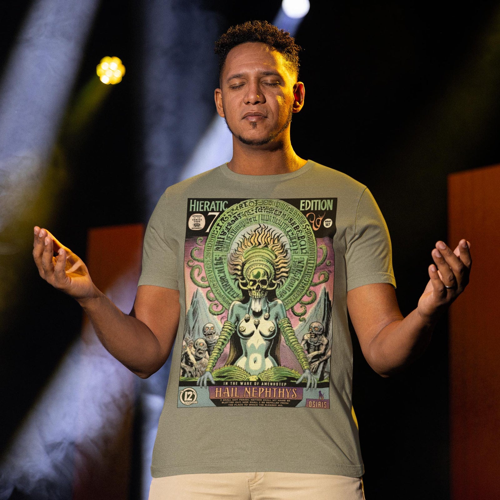 Nephthys, Egyptian Book of the Dead | Osiris Ra Anubus Horus Thoth | 1960s Comic Book Skull | Occult Duat Underworld Hades Graphic Art TShirt