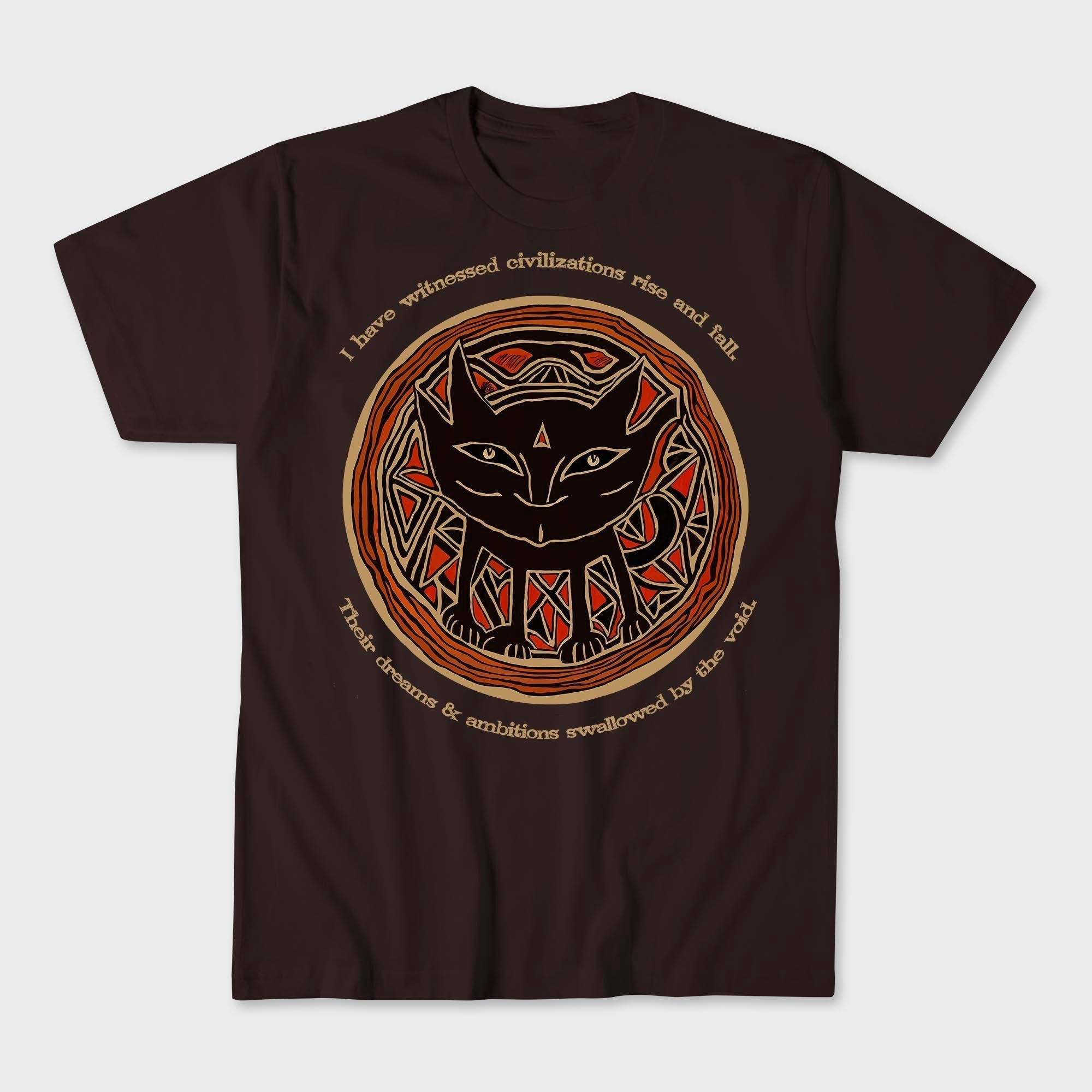 T-Shirts XS / Brown Nihilist Cat Existential Dread Tee | Morbid Cute, Dark Humor, Funny Existential Crisis Art T-Shirt