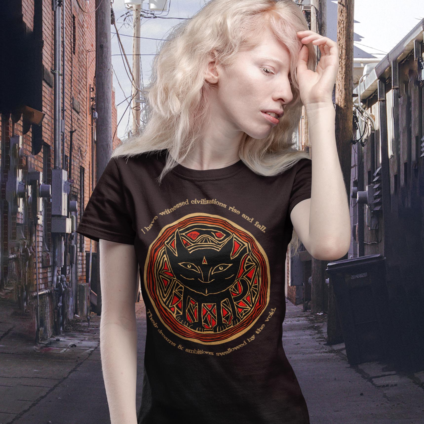 T-Shirts Nihilist Cat Existential Dread Tee | Morbid Cute, Dark Humor, Funny Existential Crisis Art T-Shirt