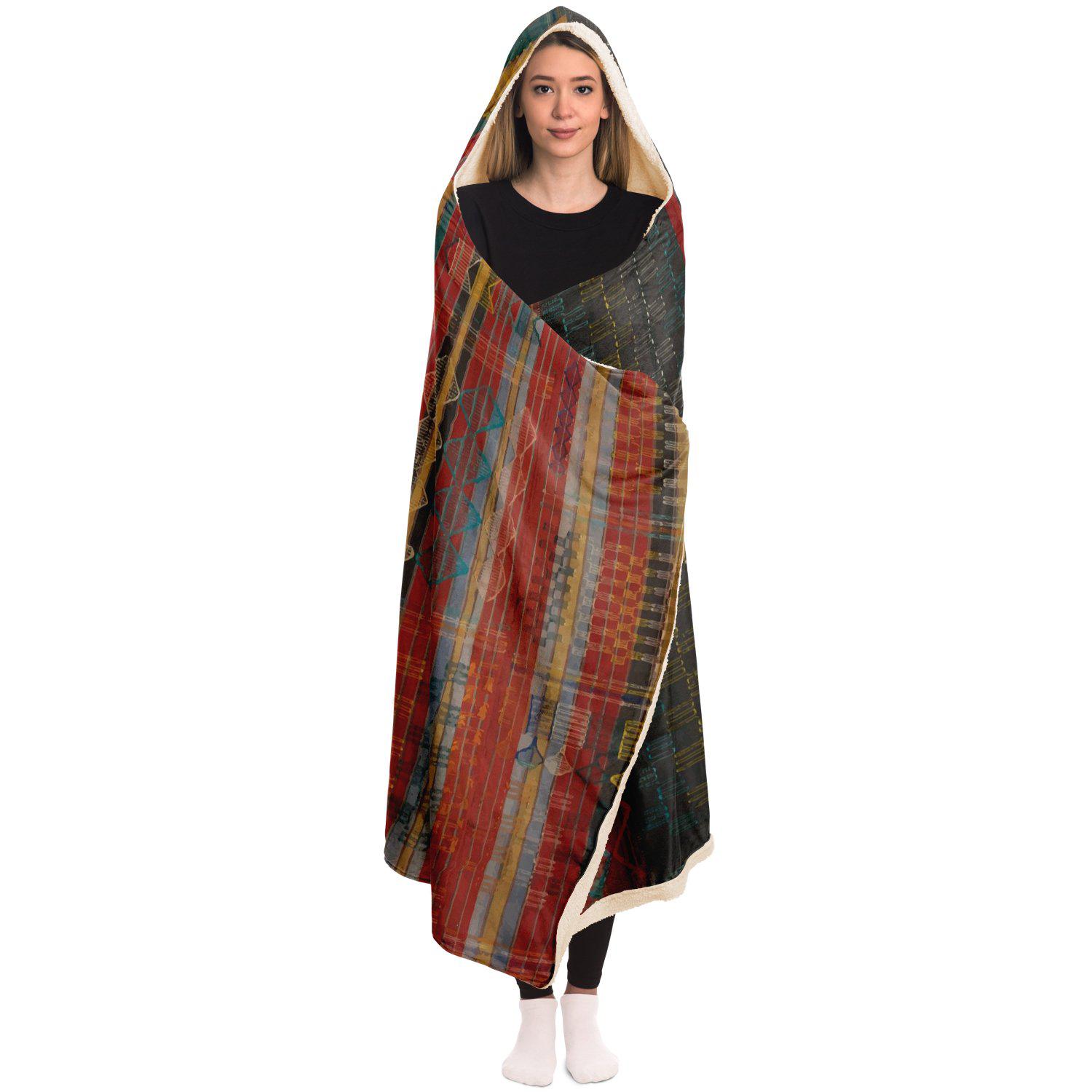 Hooded Blanket - AOP Nupe Ceremonial-Cloth Hooded Blanket