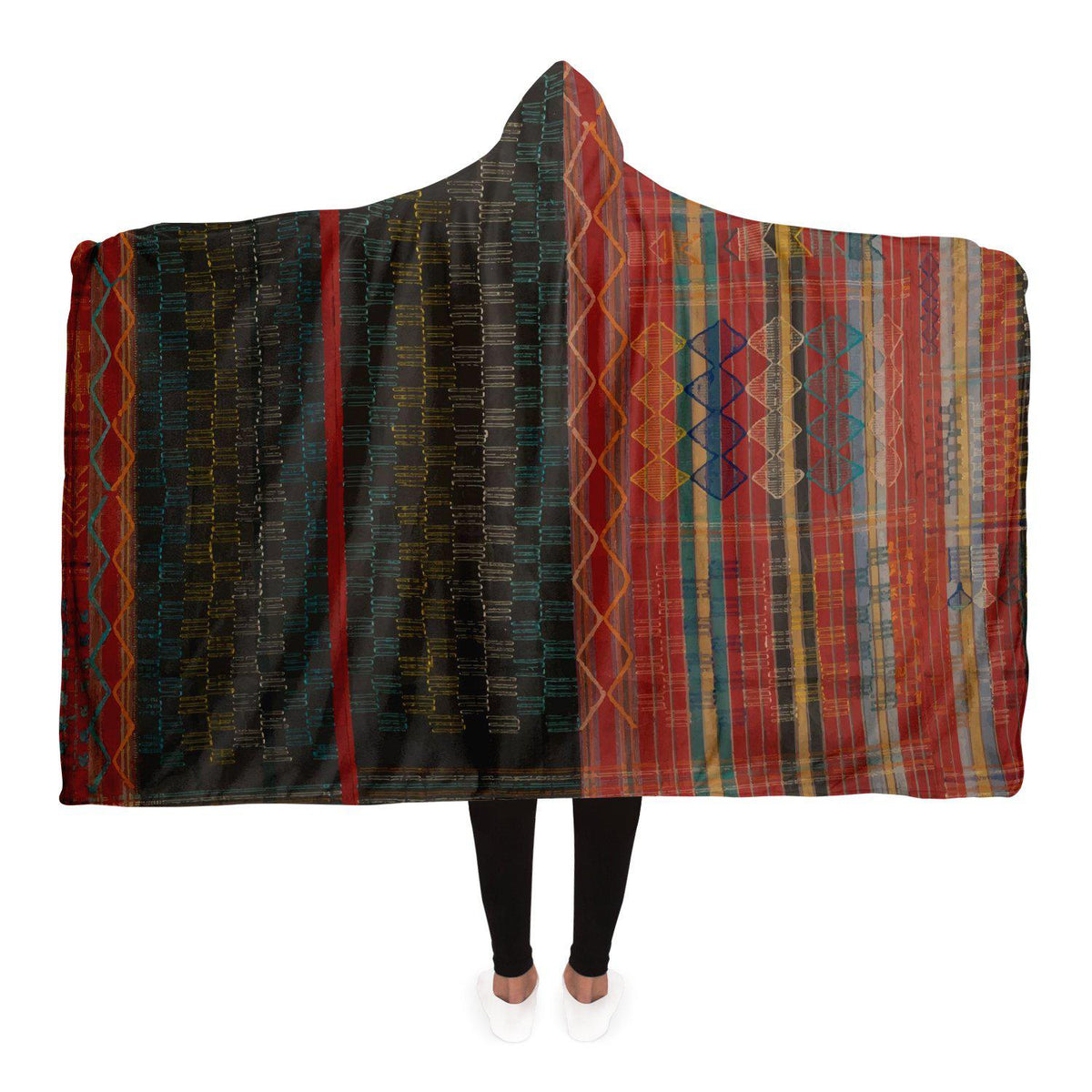 Hooded Blanket - AOP Adult / Premium Sherpa Nupe Ceremonial-Cloth Hooded Blanket
