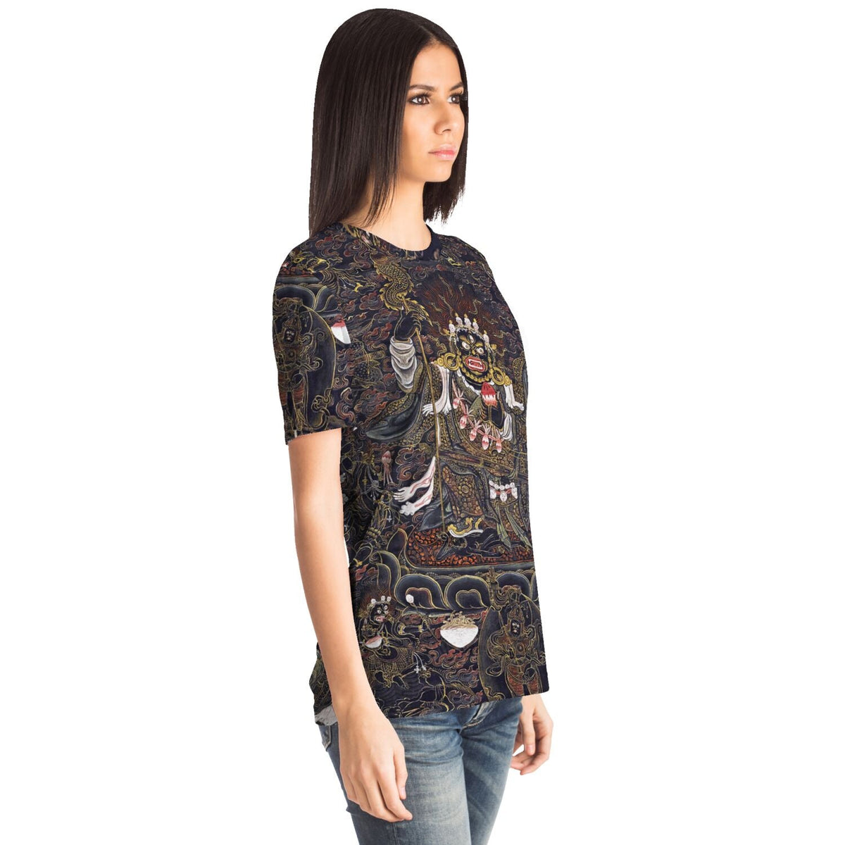 Nyingma Mahakala Tibetan Wrathful Deity | Buddhist Spiritual Protector Dharma Warrior Art | Vintage All-Over-Print T-Shirt