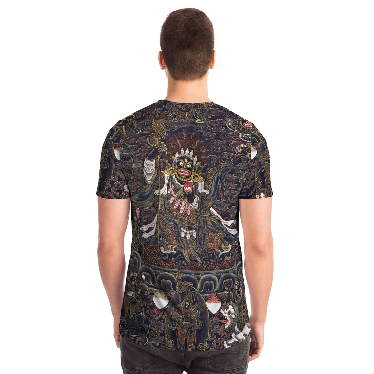 Nyingma Mahakala Tibetan Wrathful Deity | Buddhist Spiritual Protector Dharma Warrior Art | Vintage All-Over-Print T-Shirt