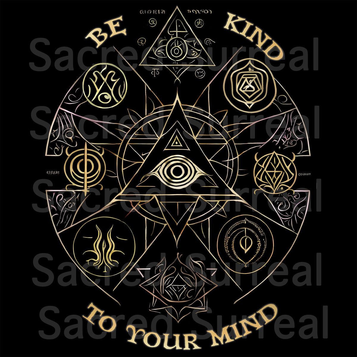Occult Alien Runes | DMT Sacred Geometry | Be Kind to Your Mind Mystical Self-Love, Trippy 420 Ganja T-Shirt