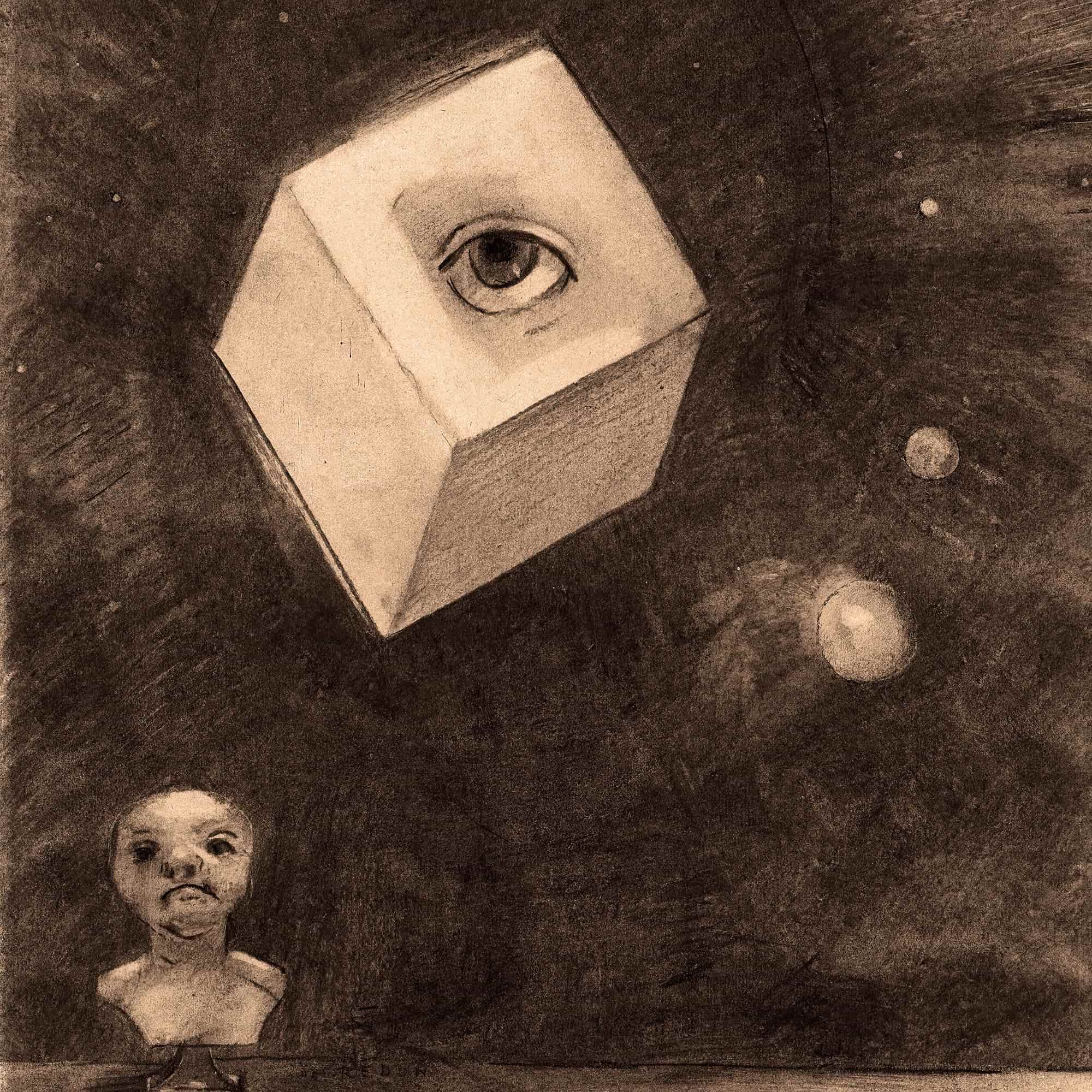 Odilon Redon, The Cube | Surreal Symbolist Lithograph | Visionary Geometric Surrealist Mystical Abstract Vintage Framed Art Print