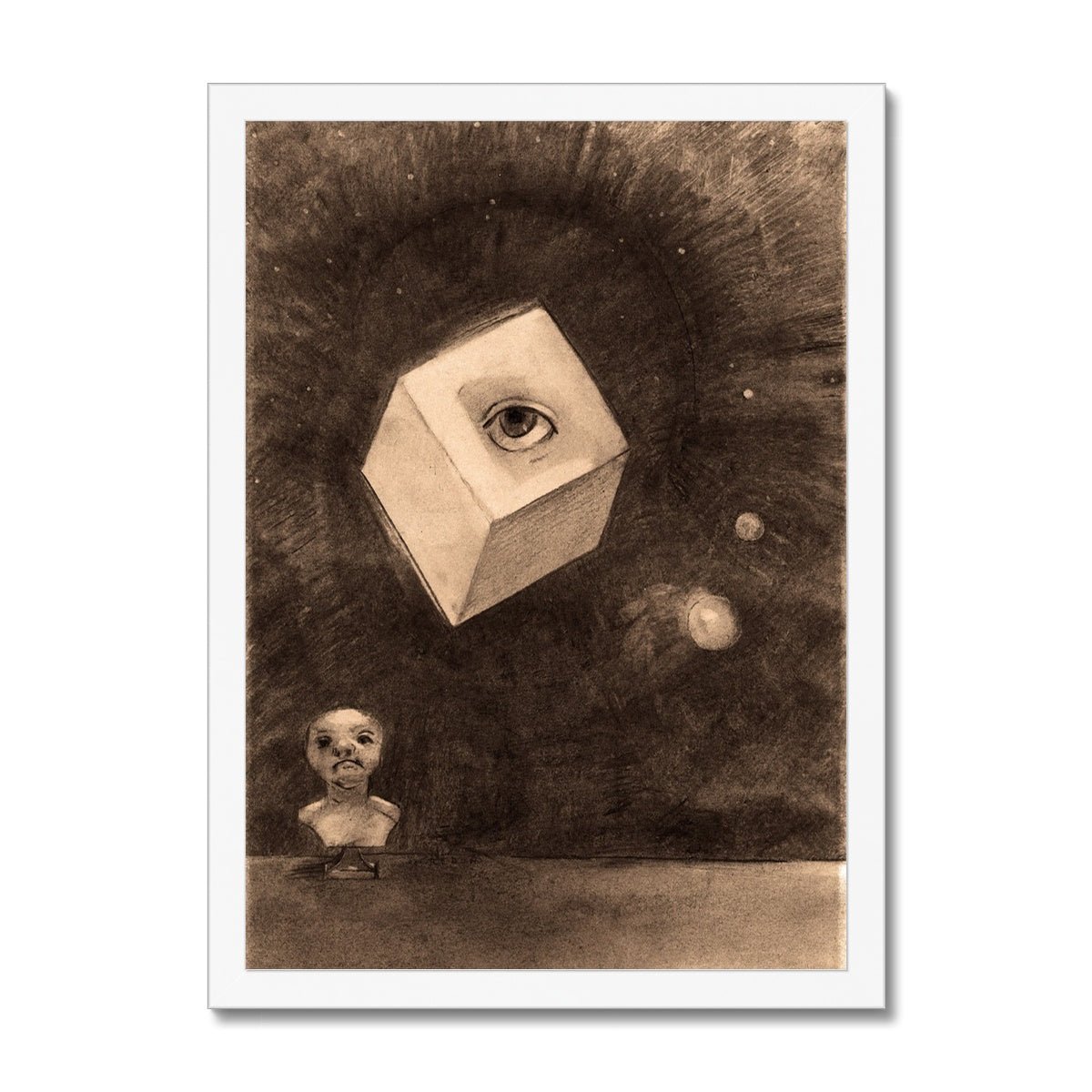 Odilon Redon, The Cube | Surreal Symbolist Lithograph | Visionary Geometric Surrealist Mystical Abstract Vintage Framed Art Print
