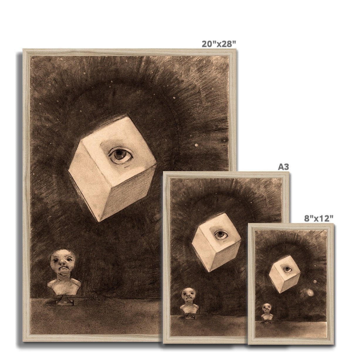 Odilon Redon, The Cube | Surreal Symbolist Lithograph | Visionary Geometric Surrealist Mystical Abstract Vintage Framed Art Print