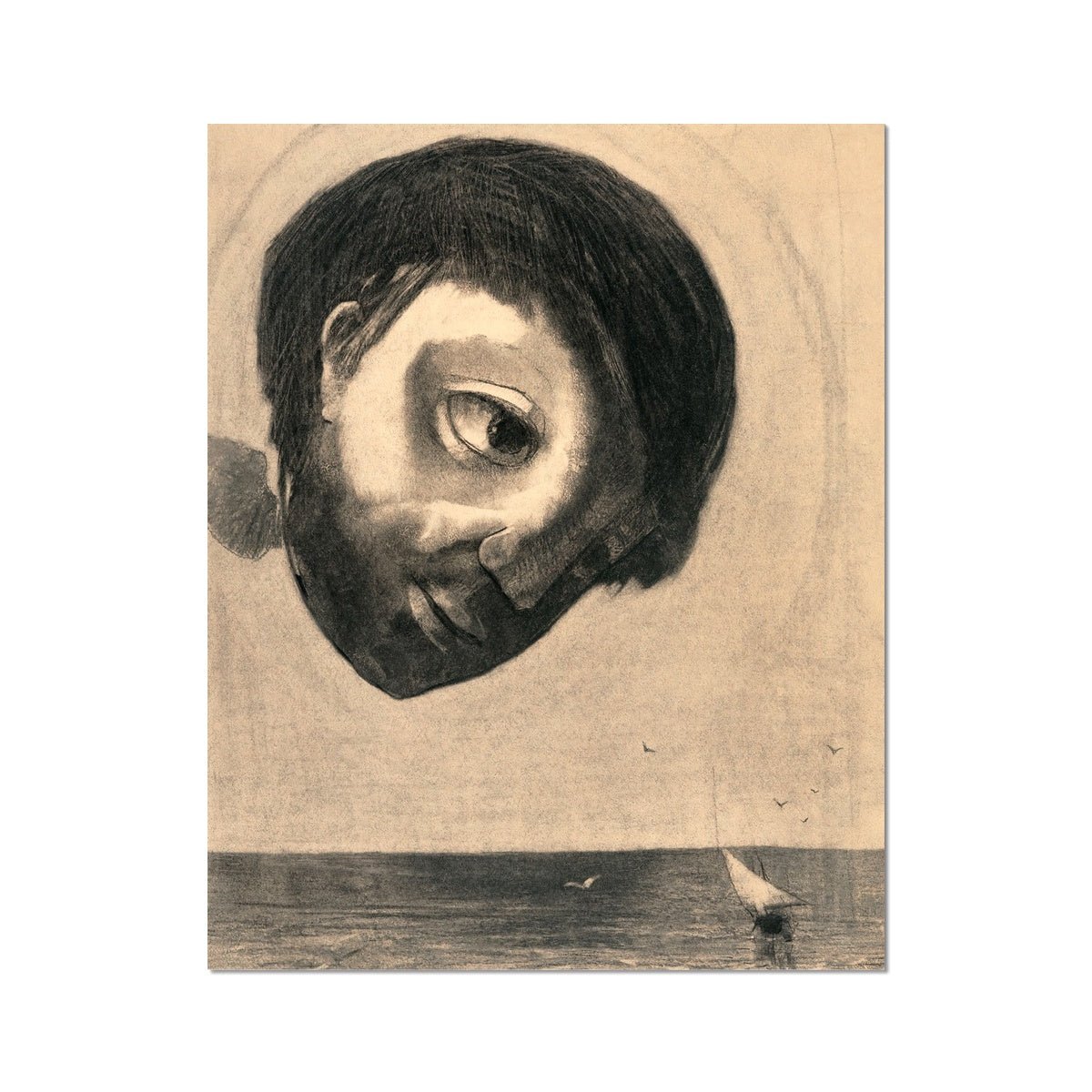 Fine art Odilon Redon: The Guardian Spirit of the Water Symbolist Surreal Antique Fine Art Print