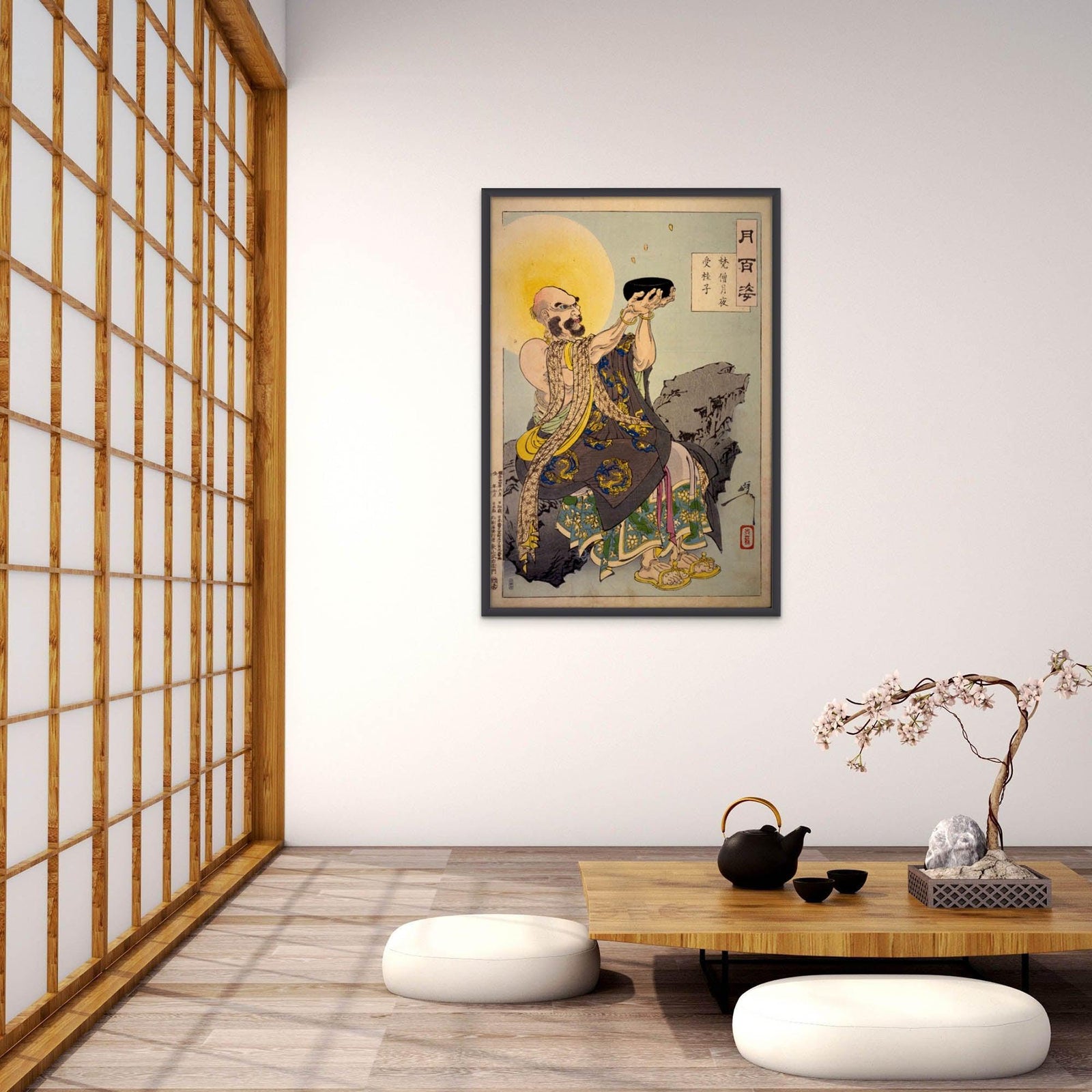 One Hundred Aspects of the Moon: A Buddhist Monk Receives Cassia Seeds On A Moonlit Night Fine Art Print