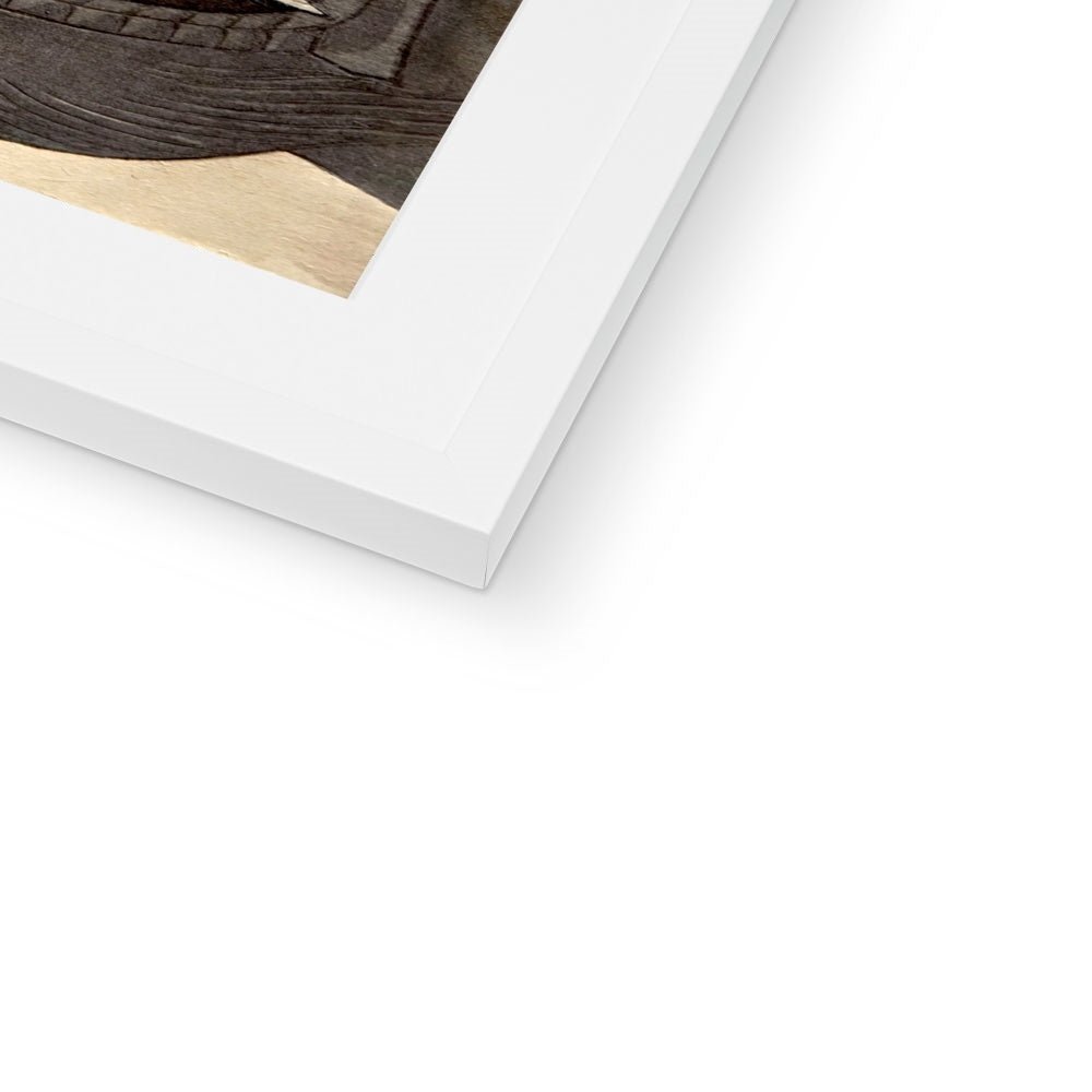 Onigawara Gargoyle and Sparrows (Totoya Hokkei) | Japanese Ukiyo-e | Funny Cute Kawaii Oni Yokai | Vintage Framed & Mounted Print