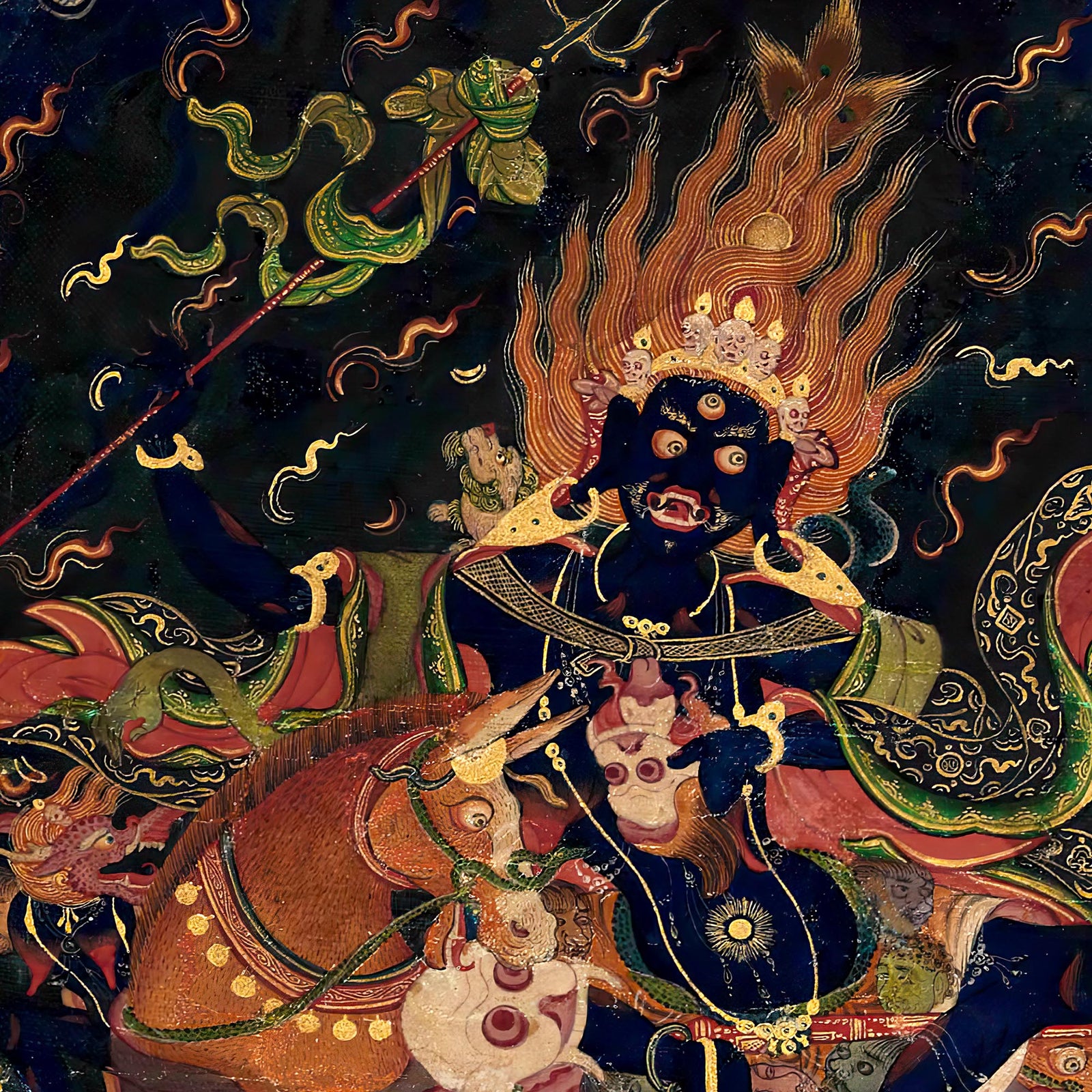 Palden Lhamo Diva Yogini Wrathful Female Goddess | Shri Devi Vintage Tibetan Thangka Buddhism Graphic Art T-Shirt