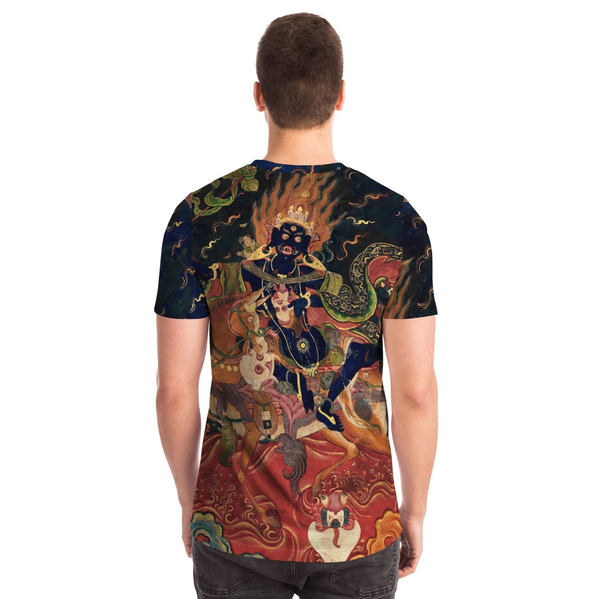 Palden Lhamo Diva Yogini Wrathful Female Goddess | Shri Devi Vintage Tibetan Thangka Buddhism Graphic Art T-Shirt
