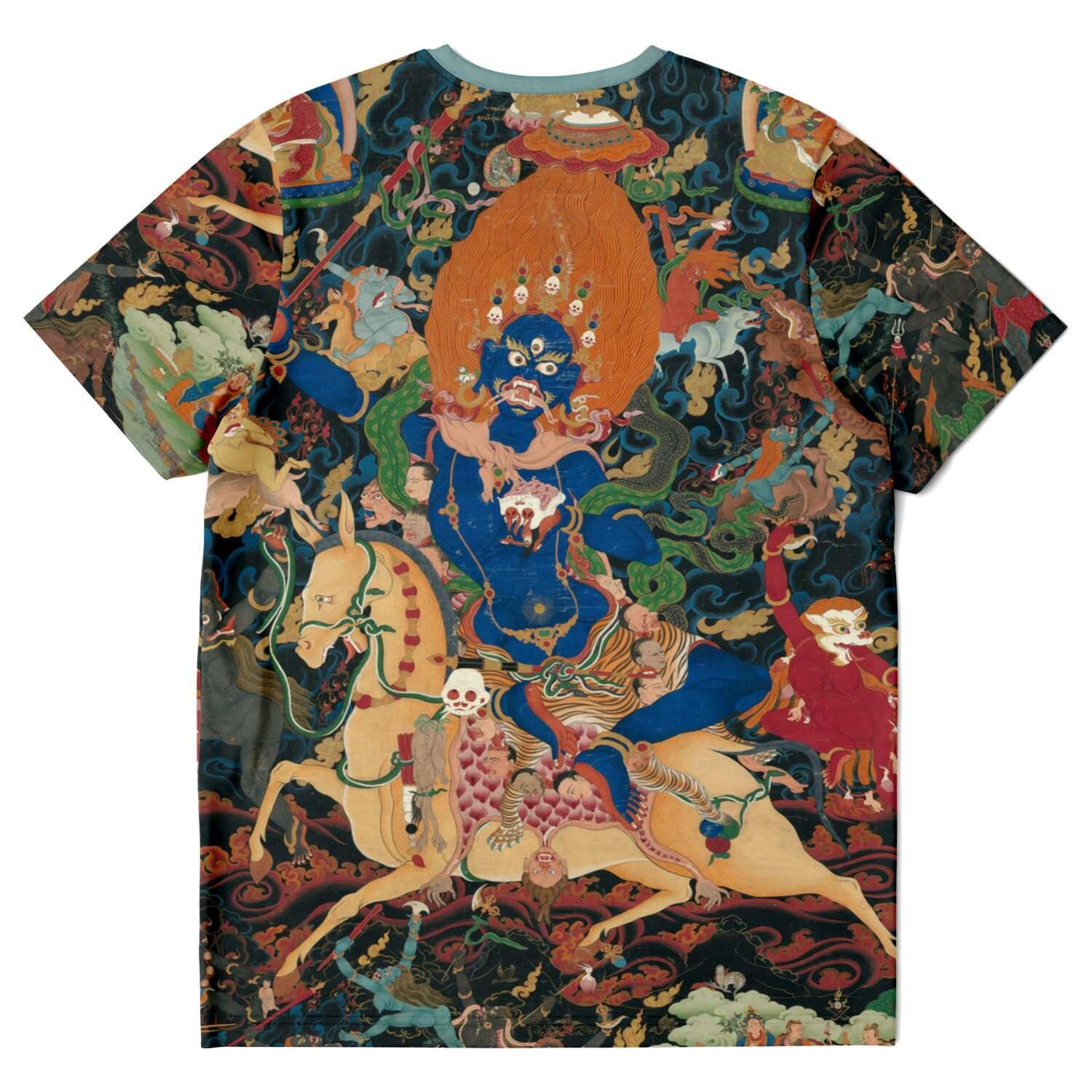 AOP T-Shirt Palden Lhamo Thangka, "Glorious Goddess" Tibetan Thangka Trippy T-Shirt