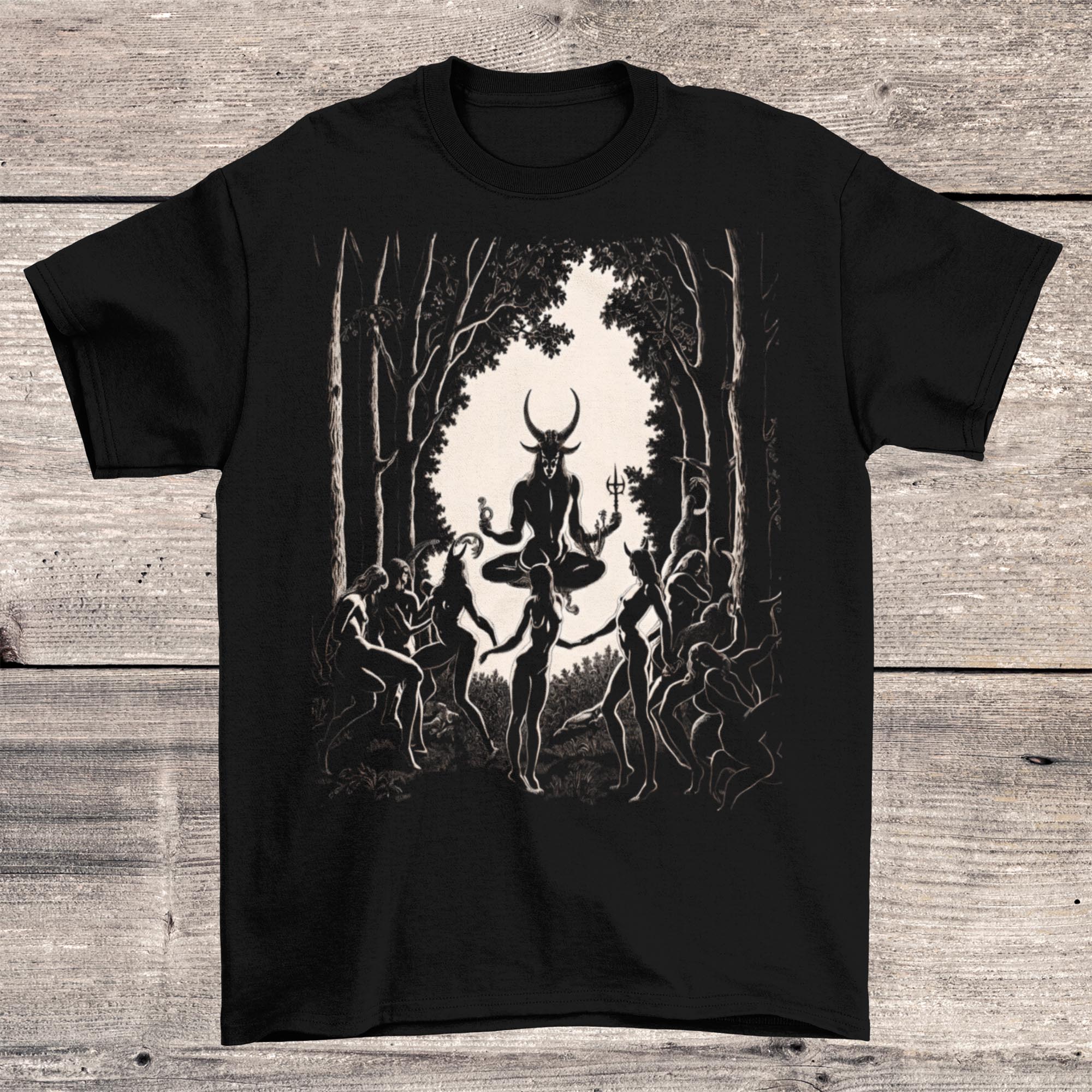 T-Shirts XS / Solid Black Blend Pan T-Shirt, Satyr of Sacred Sexuality | Heathen, Nature Spirit | Pagan Wiccan Occult Witches | Dark Witchy Ritual Graphic Art T-Shirt