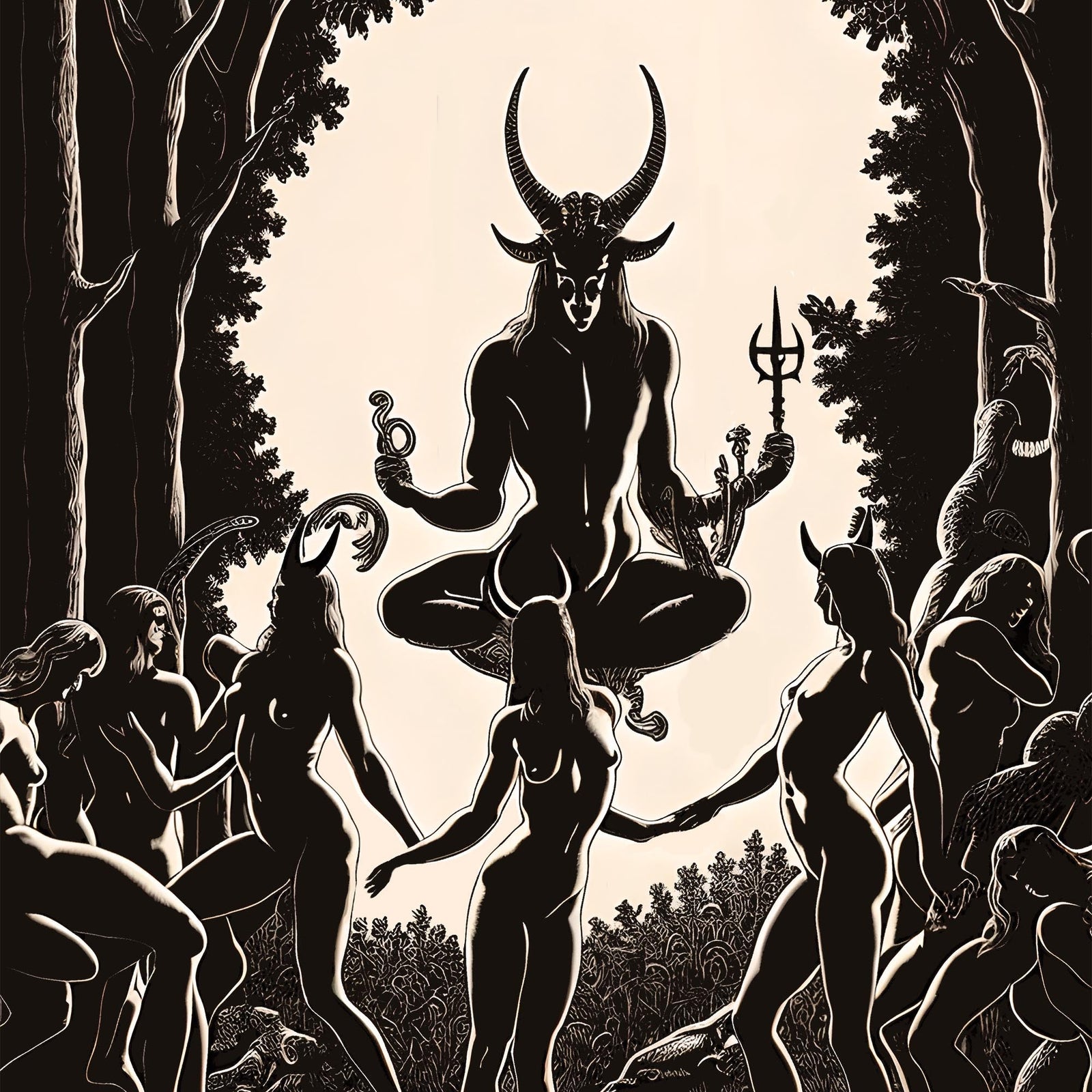 Pan T-Shirt, Satyr of Sacred Sexuality | Heathen, Nature Spirit | Pagan Wiccan Occult Witches | Dark Witchy Ritual Graphic Art T-Shirt