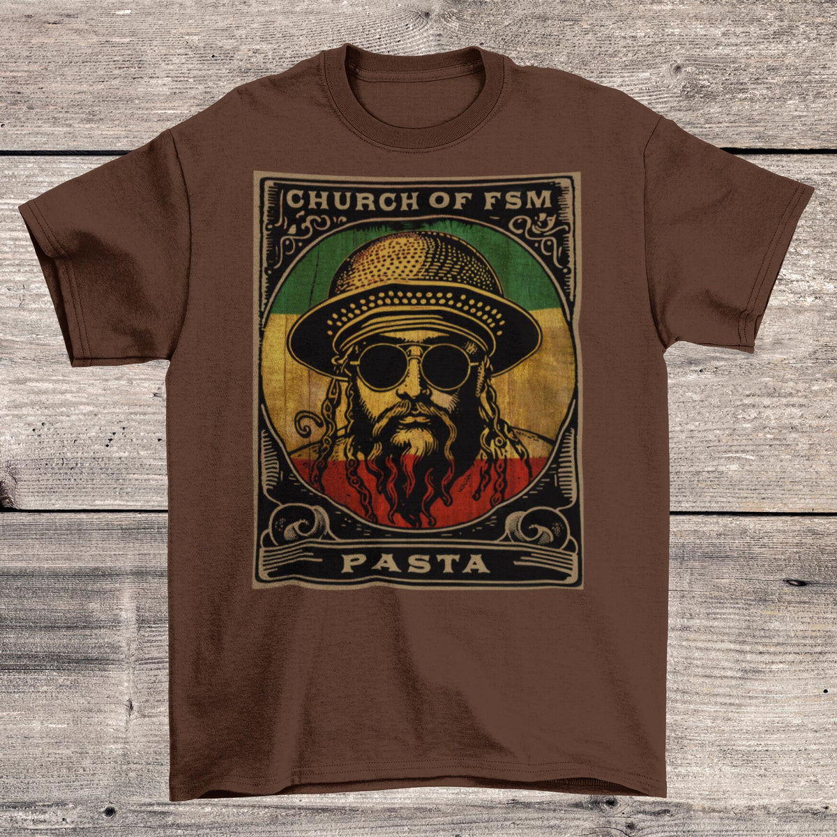 T-Shirts XS / Chestnut Pastafarianism &amp; The Flying Spaghetti Monster (FSM) | Reggae and Atheist Inspired Pasta Graphic Art T-Shirt