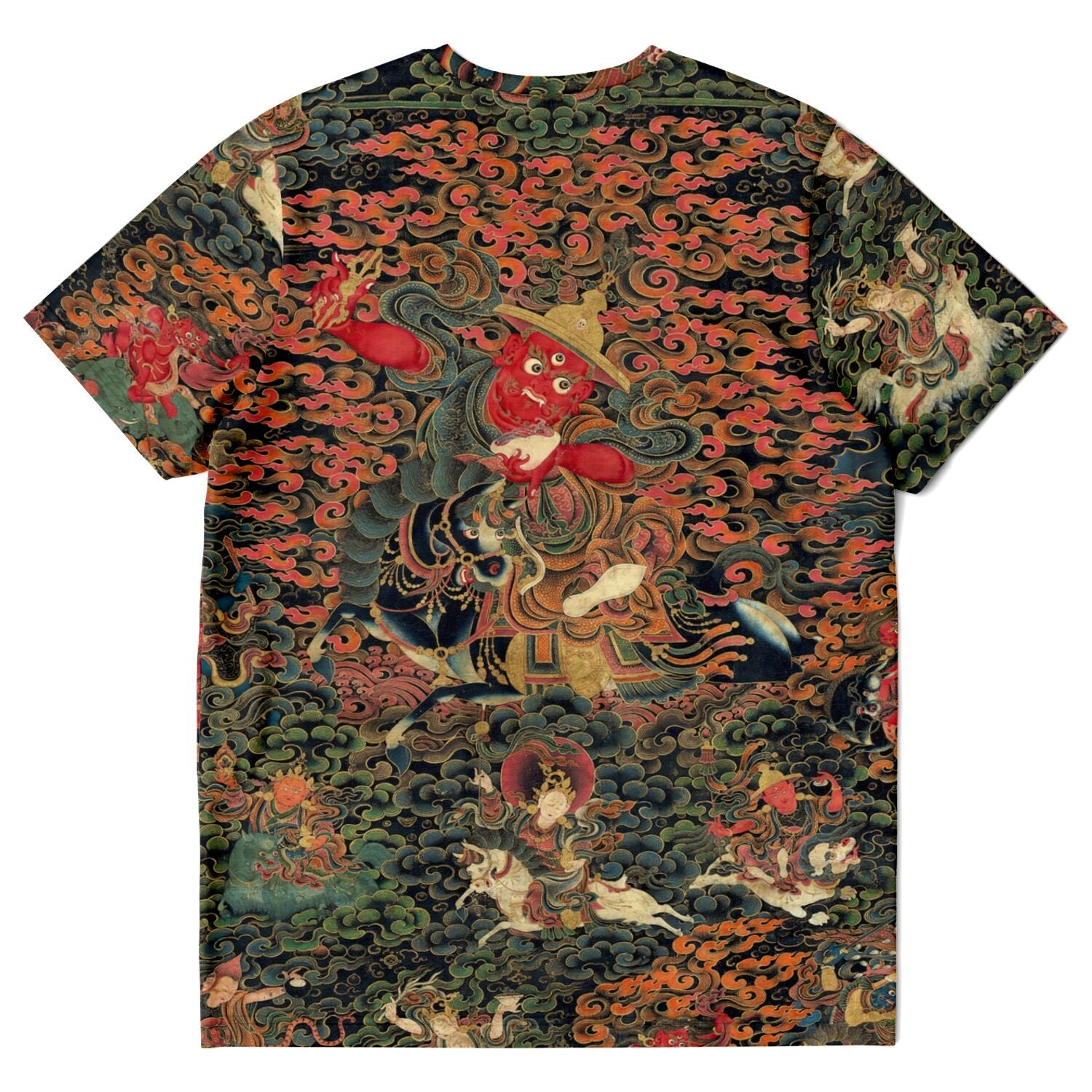T-shirt Pehar: Tibetan Worldly Protector | Protection Prosperity Success Deity | Buddhist Shaman Thangka Graphic Art T-Shirt