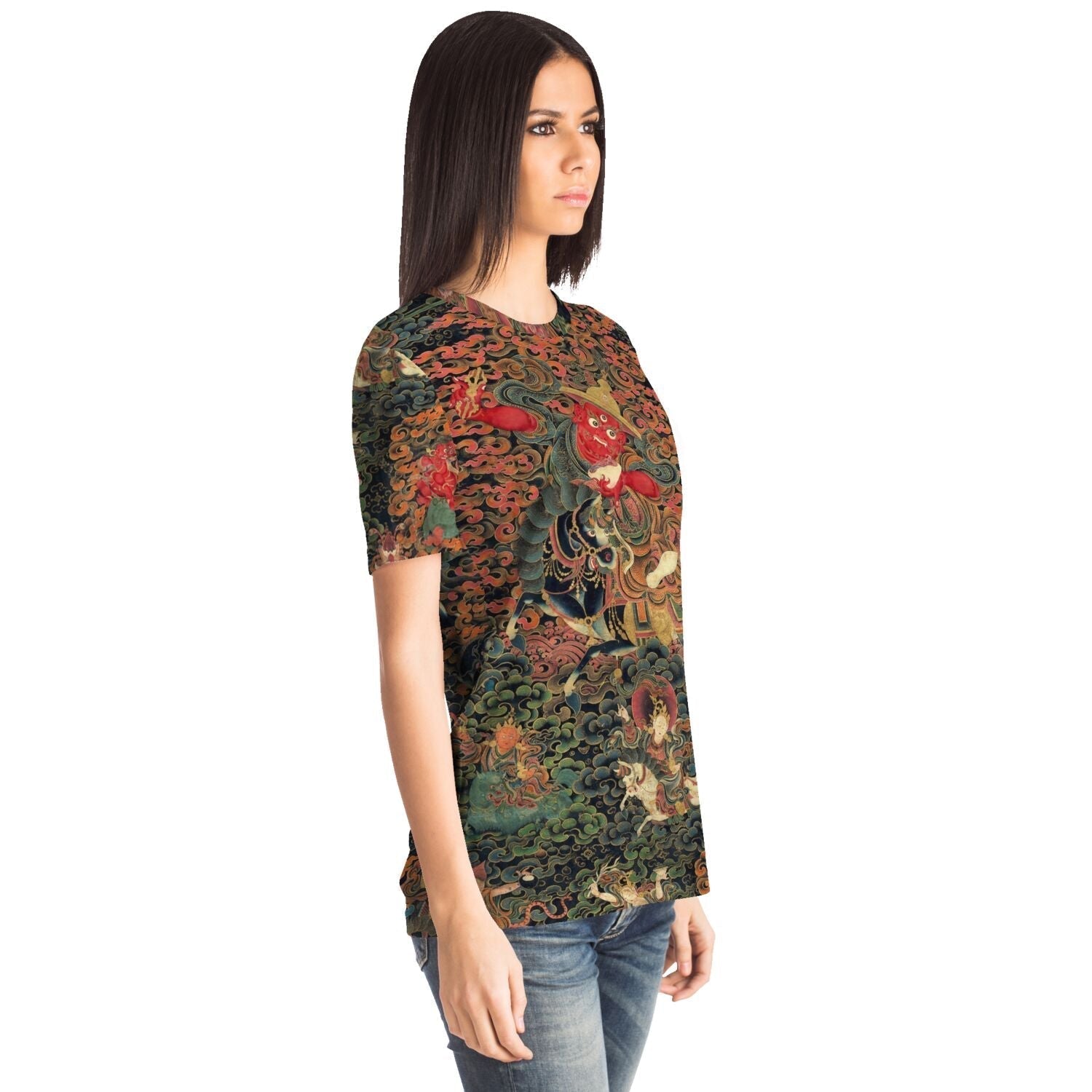 Pehar: Tibetan Worldly Protector | Protection Prosperity Success Deity | Buddhist Shaman Thangka Graphic Art T-Shirt