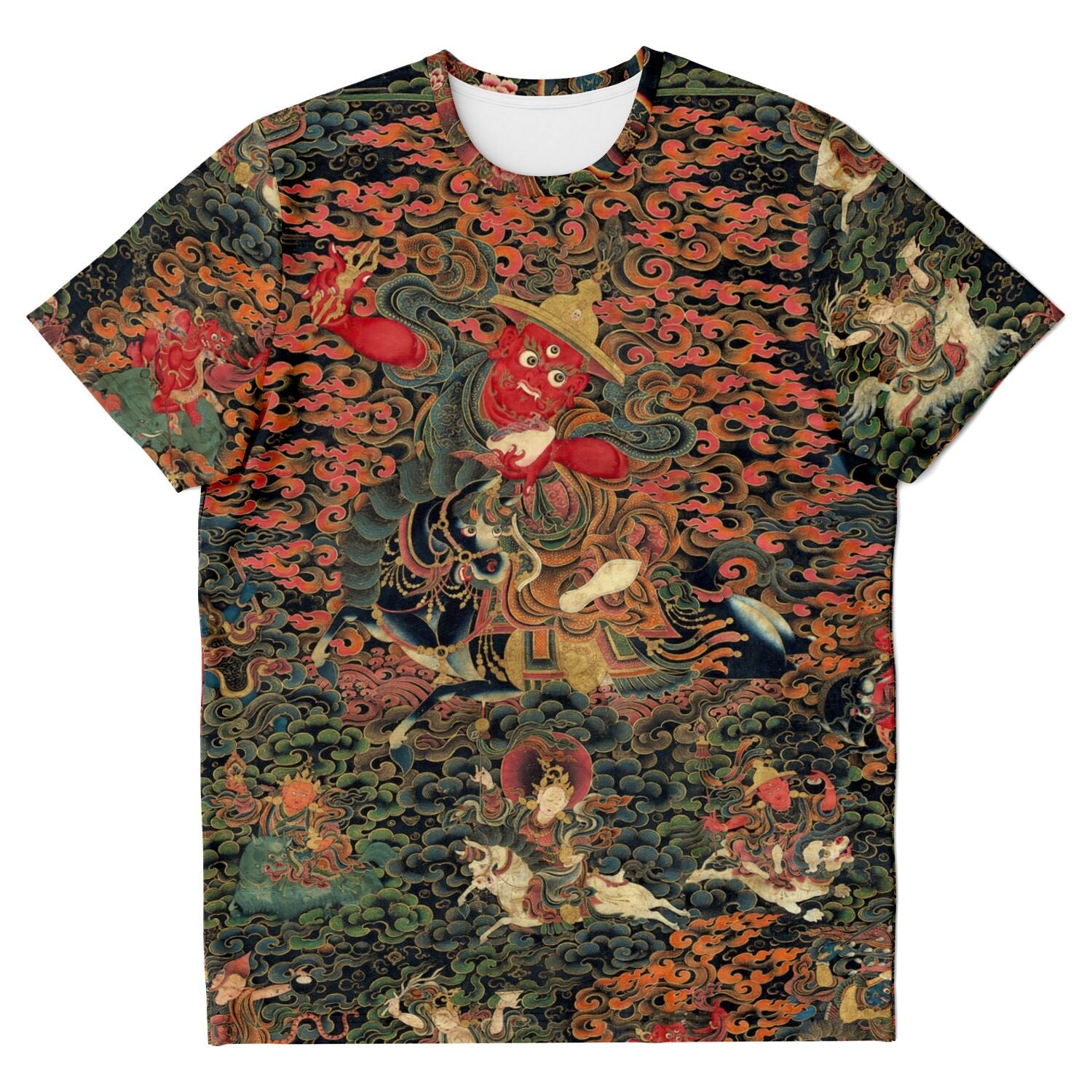 Pehar: Tibetan Worldly Protector | Protection Prosperity Success Deity | Buddhist Shaman Thangka Graphic Art T-Shirt