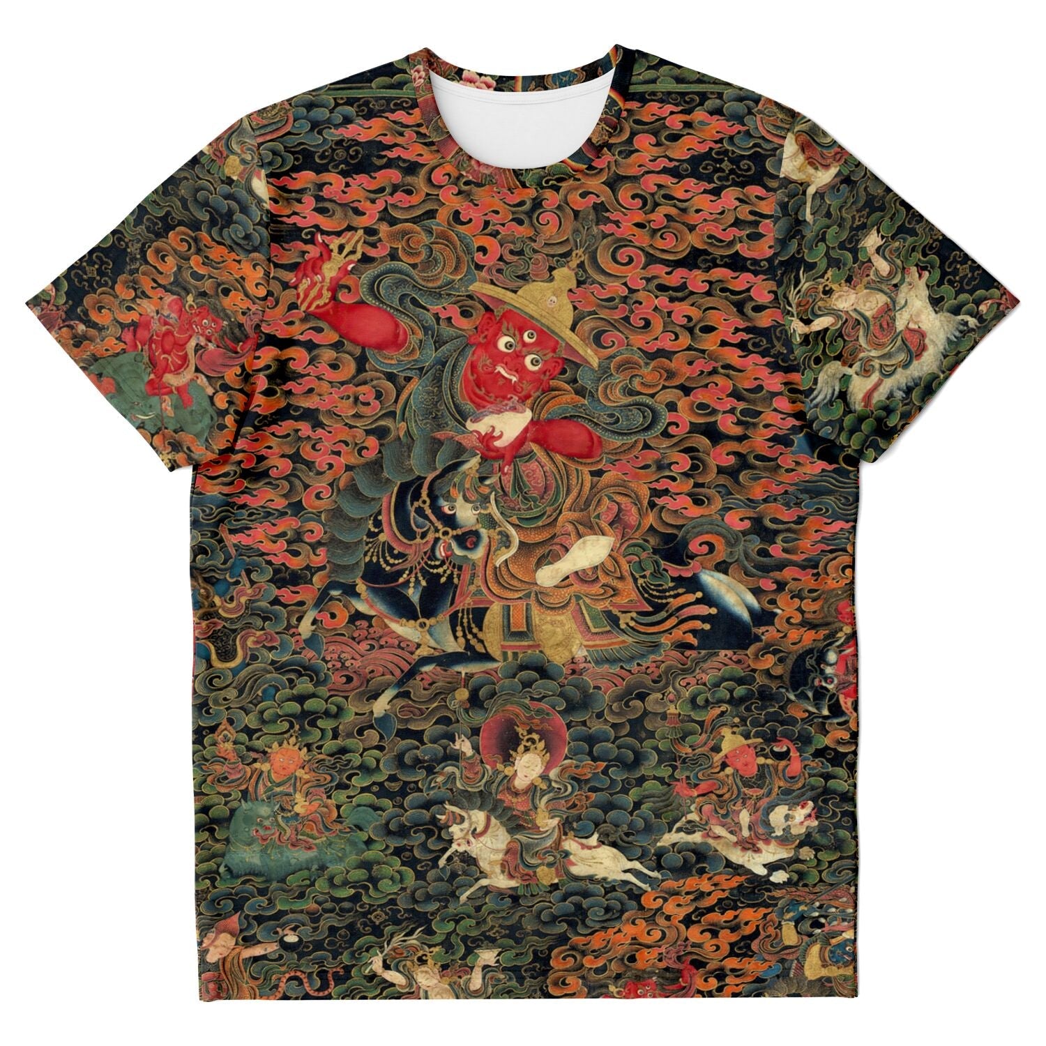 T-shirt XS Pehar: Tibetan Worldly Protector | Protection Prosperity Success Deity | Buddhist Shaman Thangka Graphic Art T-Shirt