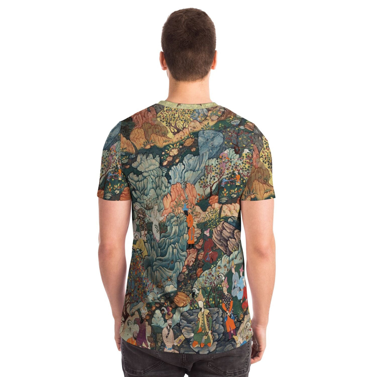 Persian Art Garden Oasis | Exotic Flora Fantasy Landscape | Islamic Miniature Mughal Dynasty All-Over-Print T-Shirt