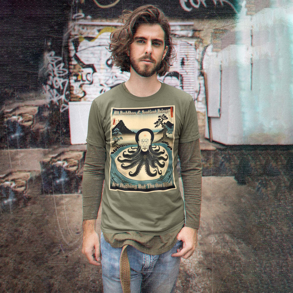 One Mind, Zen Universal Consciousness | Buddha Nature, Huang Po Koan Surreal Awakening | Cosmic Unity Graphic Art T-Shirt