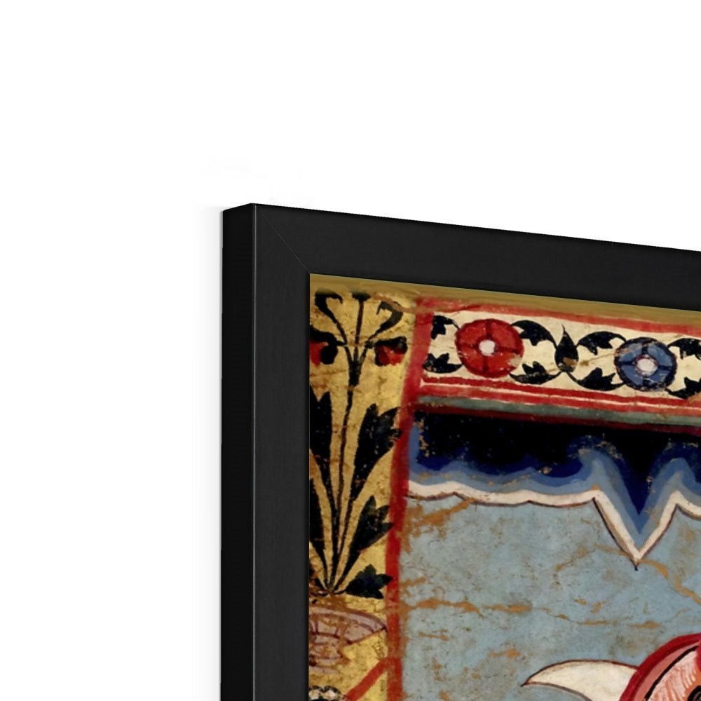 Pir Gazi and his Tiger, Indian Art, Islamic Art, Muslim Art, Antique Sufi Rumi Mystic Cat Feline Framed Art Print