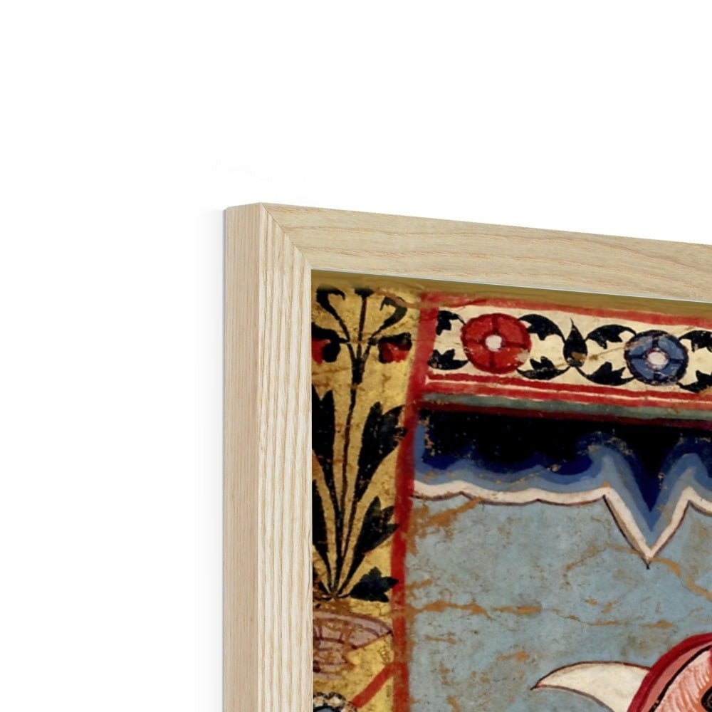 Pir Gazi and his Tiger, Indian Art, Islamic Art, Muslim Art, Antique Sufi Rumi Mystic Cat Feline Framed Art Print