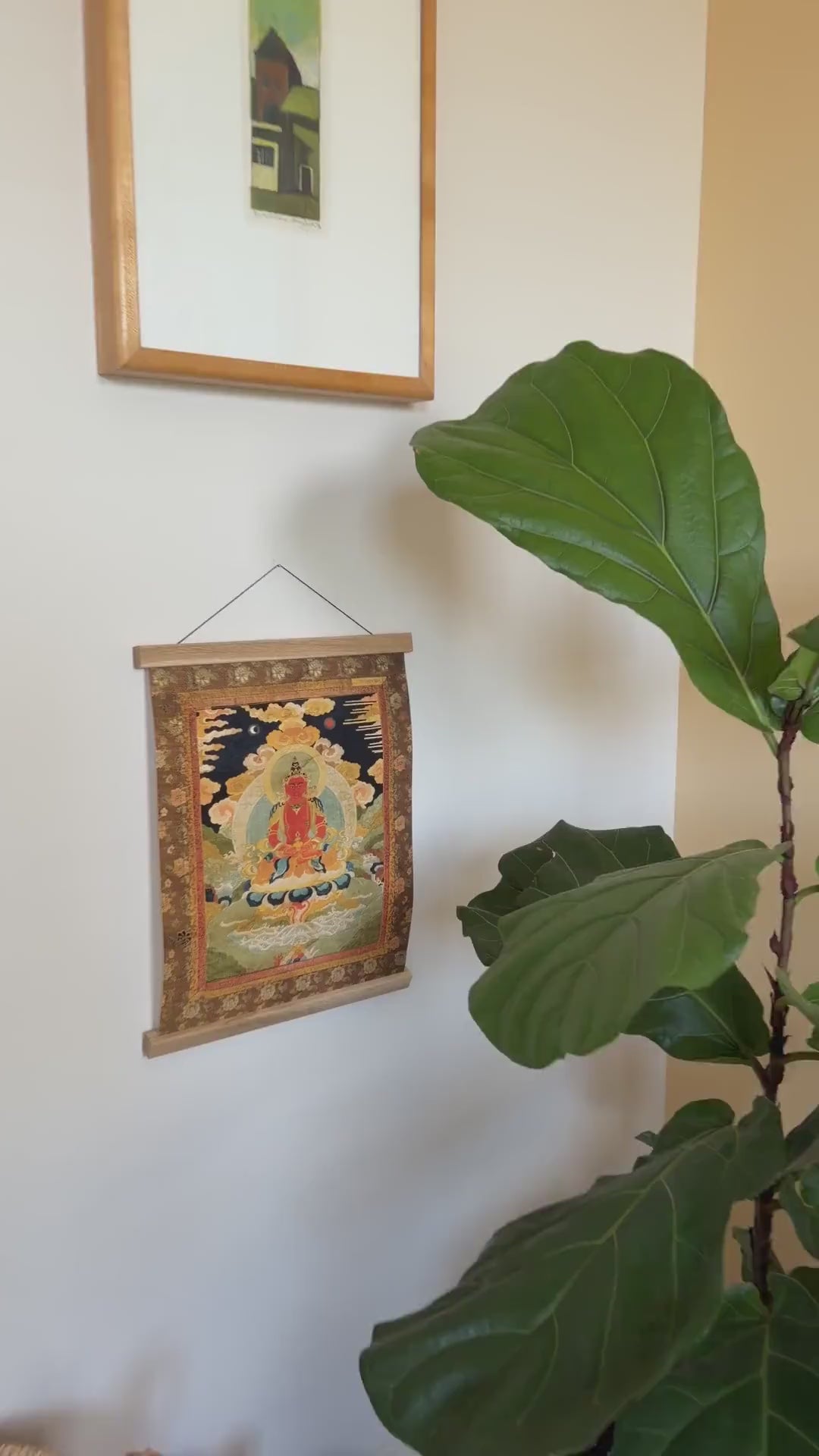 Amitabha, the Bodhisattva of Infinite Light, Tibetan Vintage Fine Art Print with Hanger