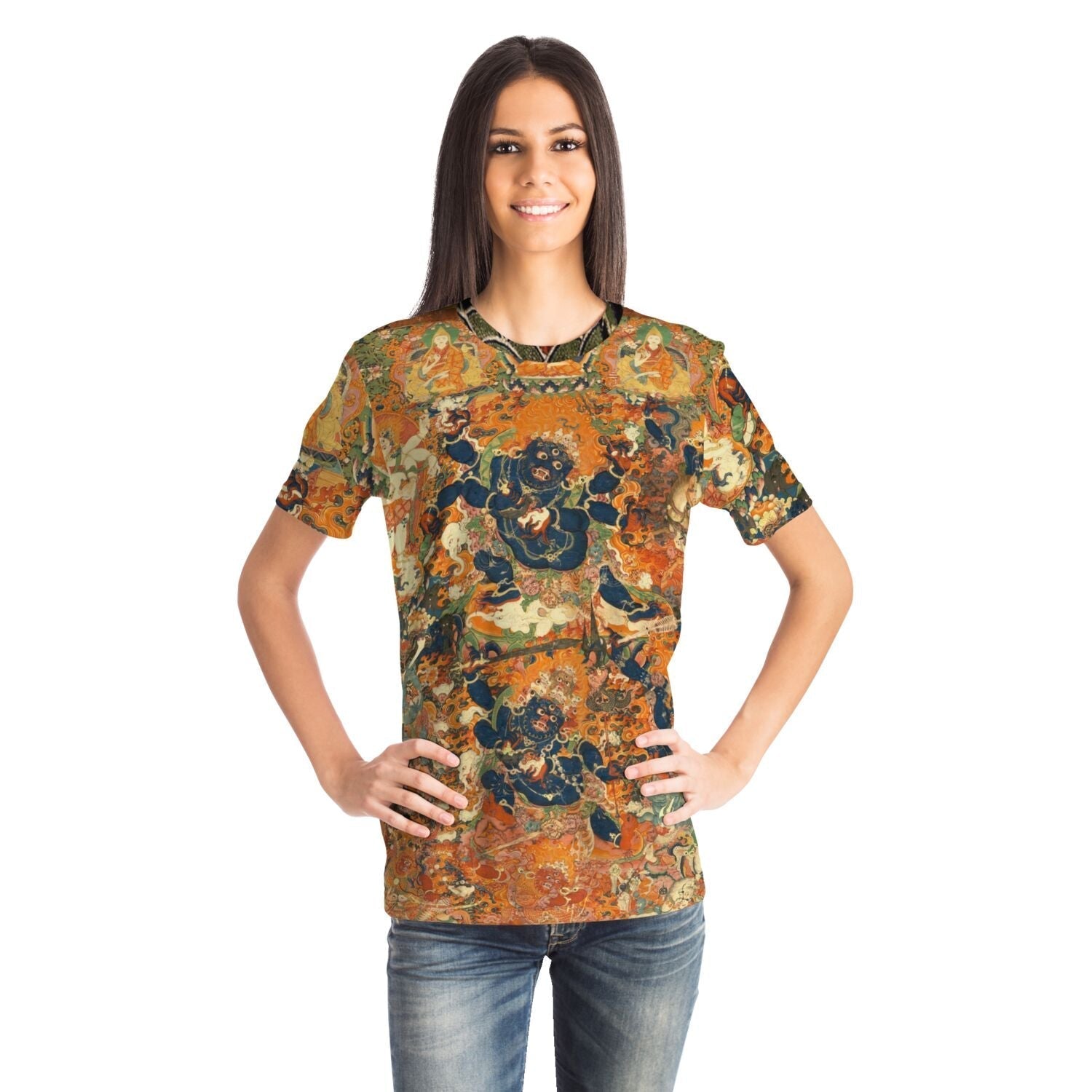 Protection and Empowerment: Four-Arm Mahakala & Six-Arm Mahakala Sacred Tibetan Buddhism Vintage Graphic Art T-Shirt