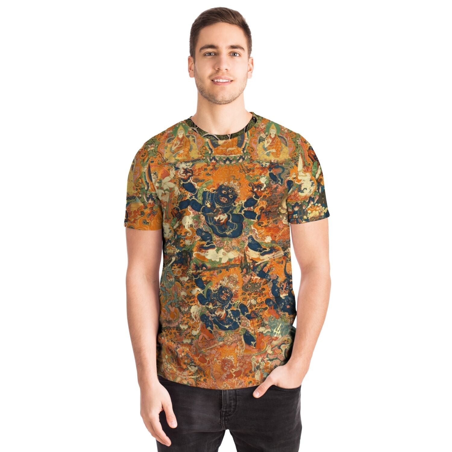Protection and Empowerment: Four-Arm Mahakala & Six-Arm Mahakala Sacred Tibetan Buddhism Vintage Graphic Art T-Shirt