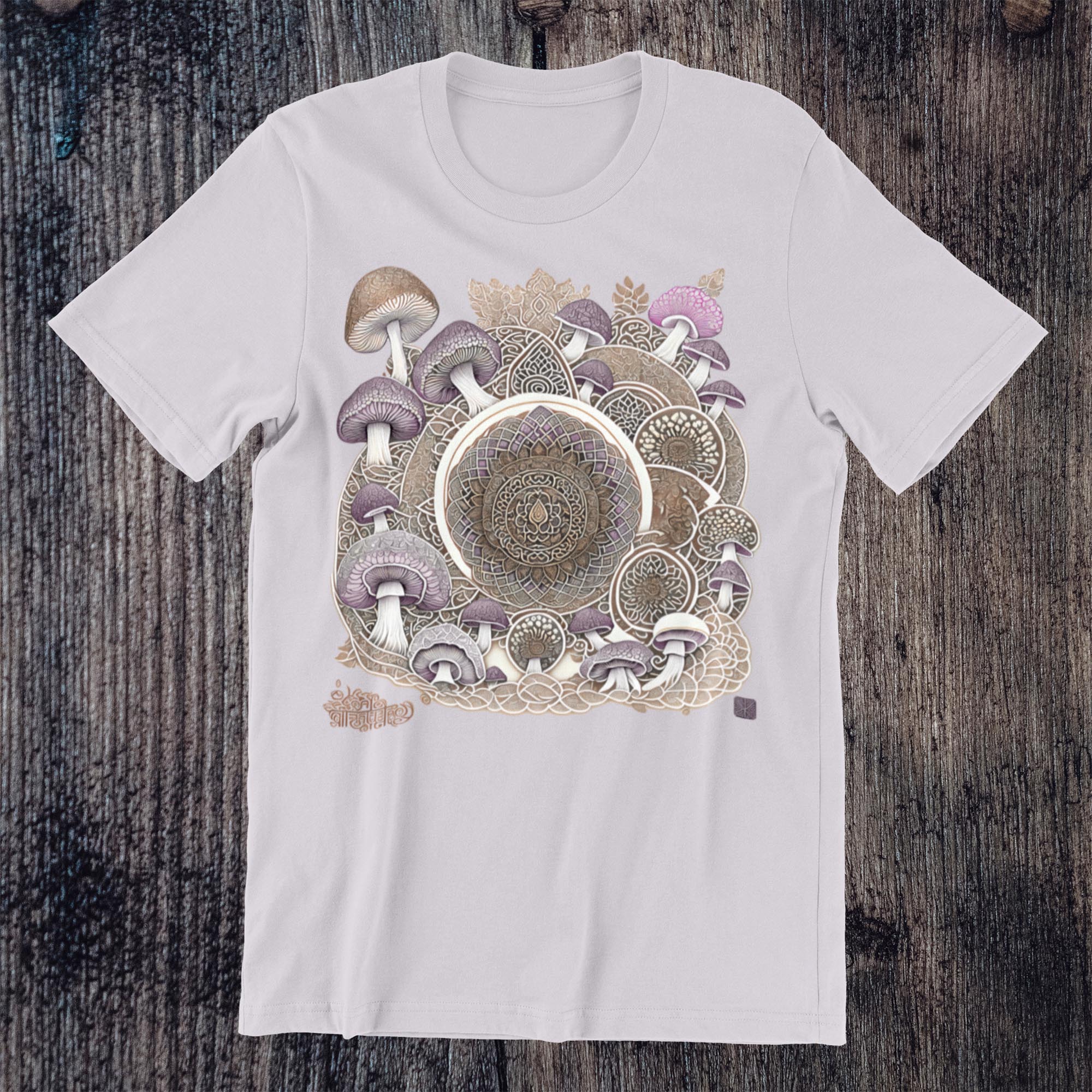 T-Shirts XS / lavender dust Psychedelic Mushroom Mandala, Sacred Geometry Yantra, Psilocybin Shrooms, Trippy Tattoo Graphic-Art T-Shirt
