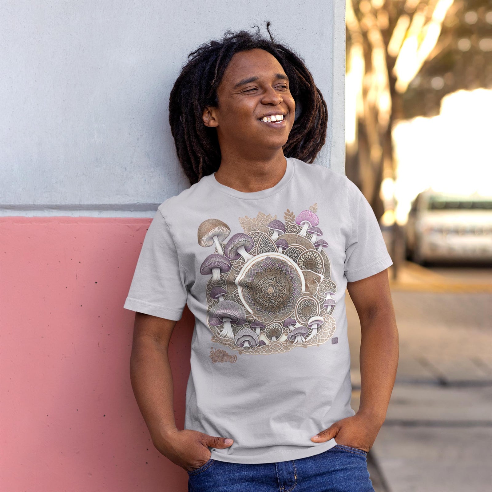 Psychedelic Mushroom Mandala, Sacred Geometry Yantra, Psilocybin Shrooms, Trippy Tattoo Graphic-Art T-Shirt