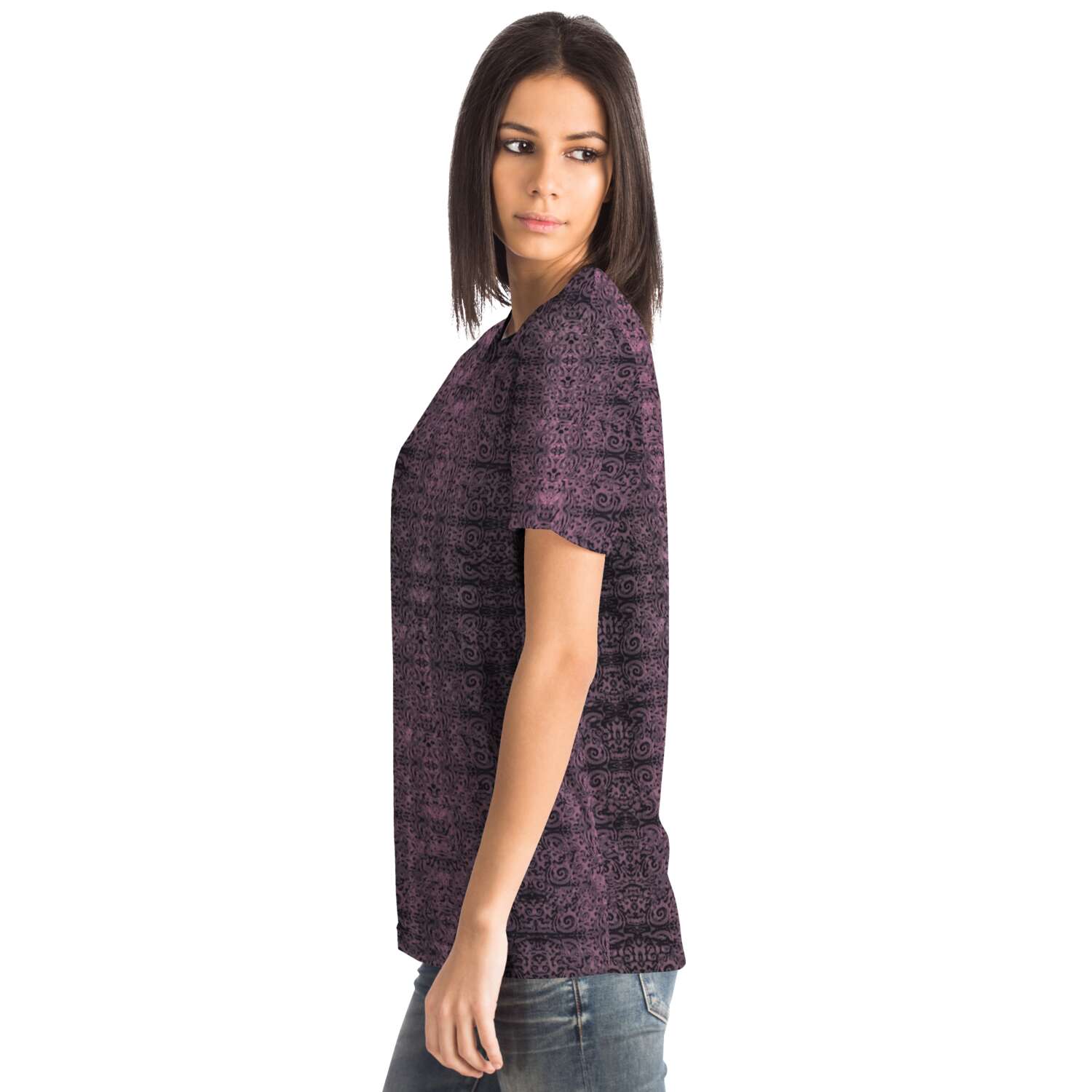 Purple & Black, Trippy, Rave, EDM, Festival, Psychedelic Psy AOP Graphic Art Tee T-Shirt
