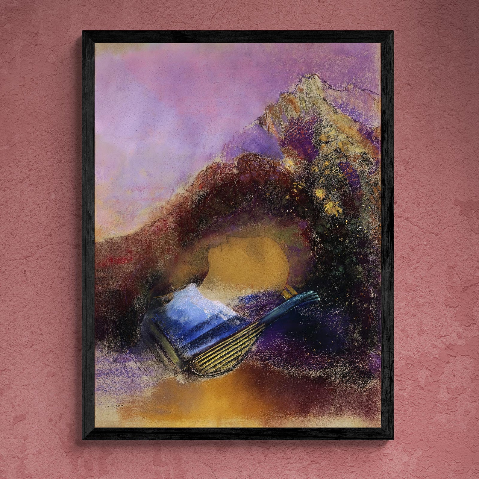 Fine art Purple Orpheus Painting | Odilon Redon Greek Mythology Tragedy | The Power of Music Symbolist Colorful Fine Art Print
